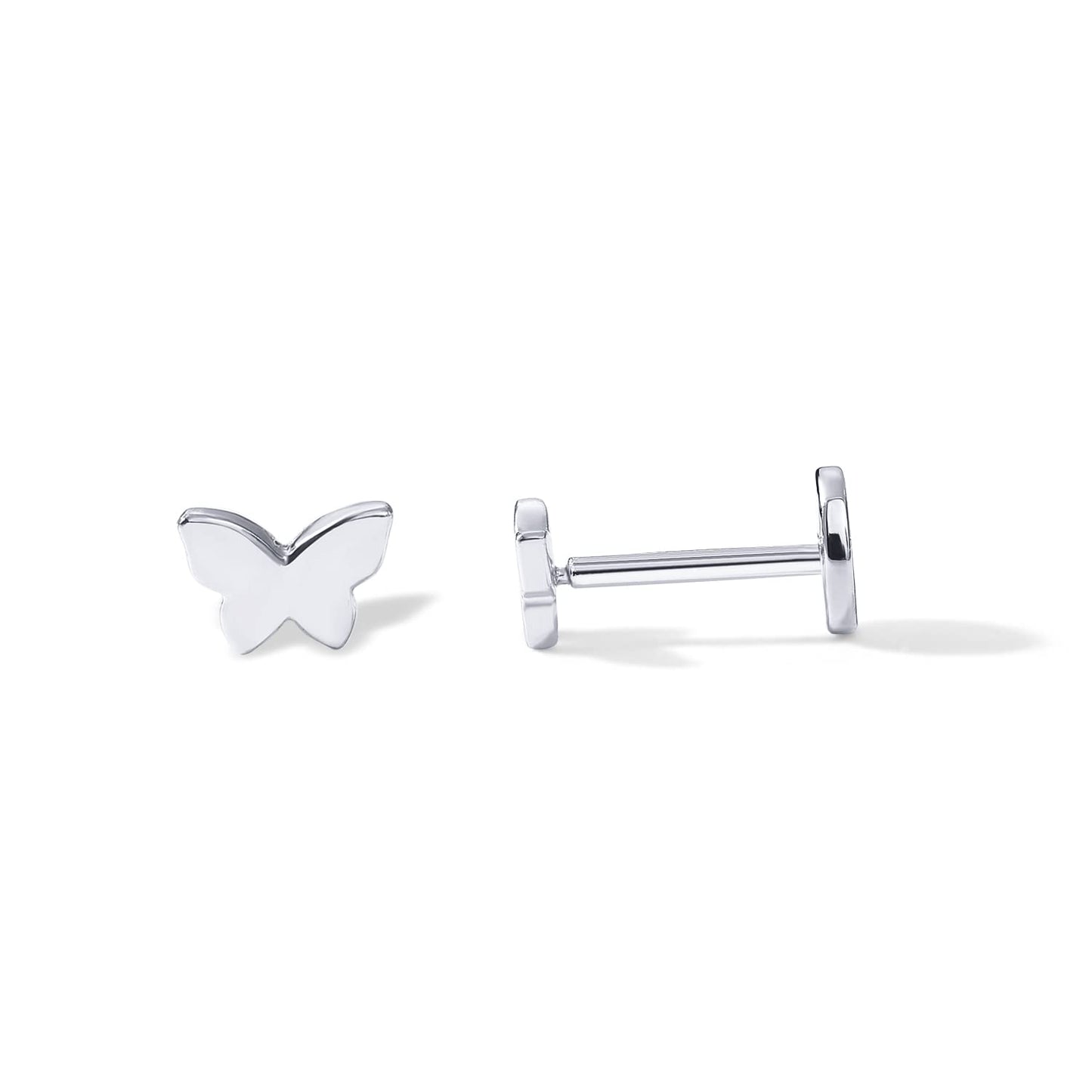 JSJOY 14K Gold Plated Solid 925 Sterling Silver Post Flat Back Stud Earrings for Women Cartilage Helix Piercing