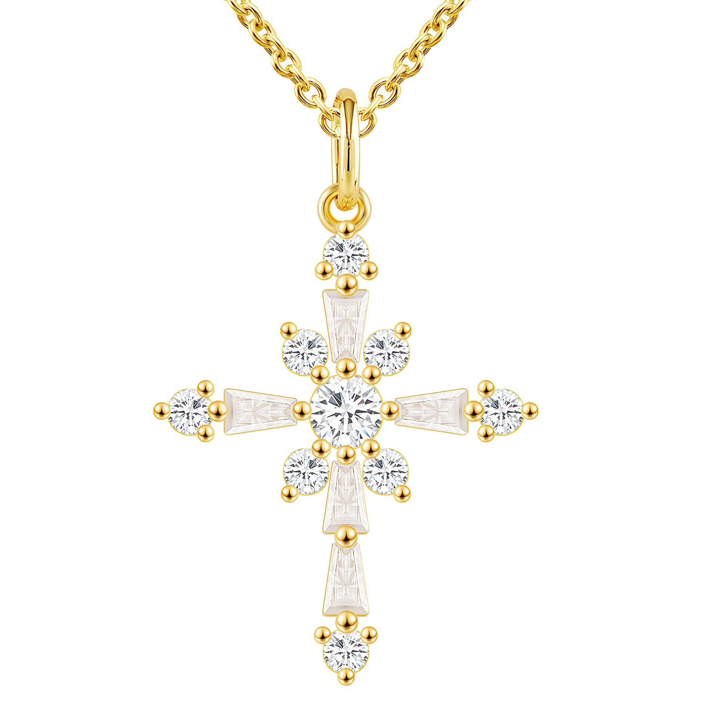 18k Gold Plated Women Cross Necklace for Trendy Gold Cross Pendant Chain for Girls Crucifix Necklace for Women Religious Gifts Christian Faith Necklace Jewelry