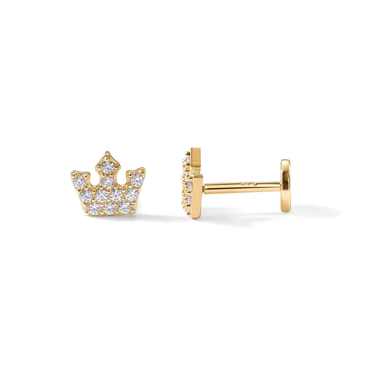 JSJOY 14K Gold Plated Solid 925 Sterling Silver Post Flat Back Stud Earrings for Women Cartilage Helix Piercing