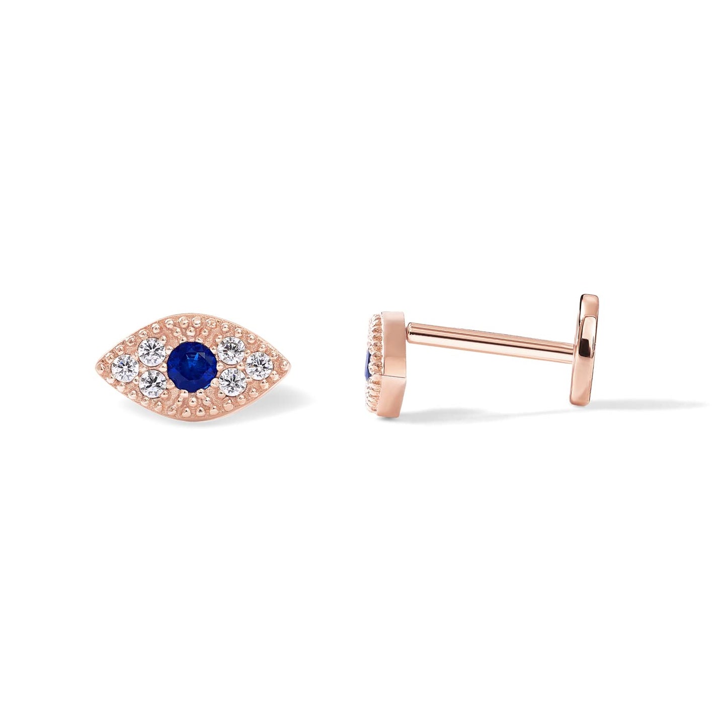 JSJOY 14K Gold Plated Solid 925 Sterling Silver Post Flat Back Stud Earrings for Women Cartilage Helix Piercing