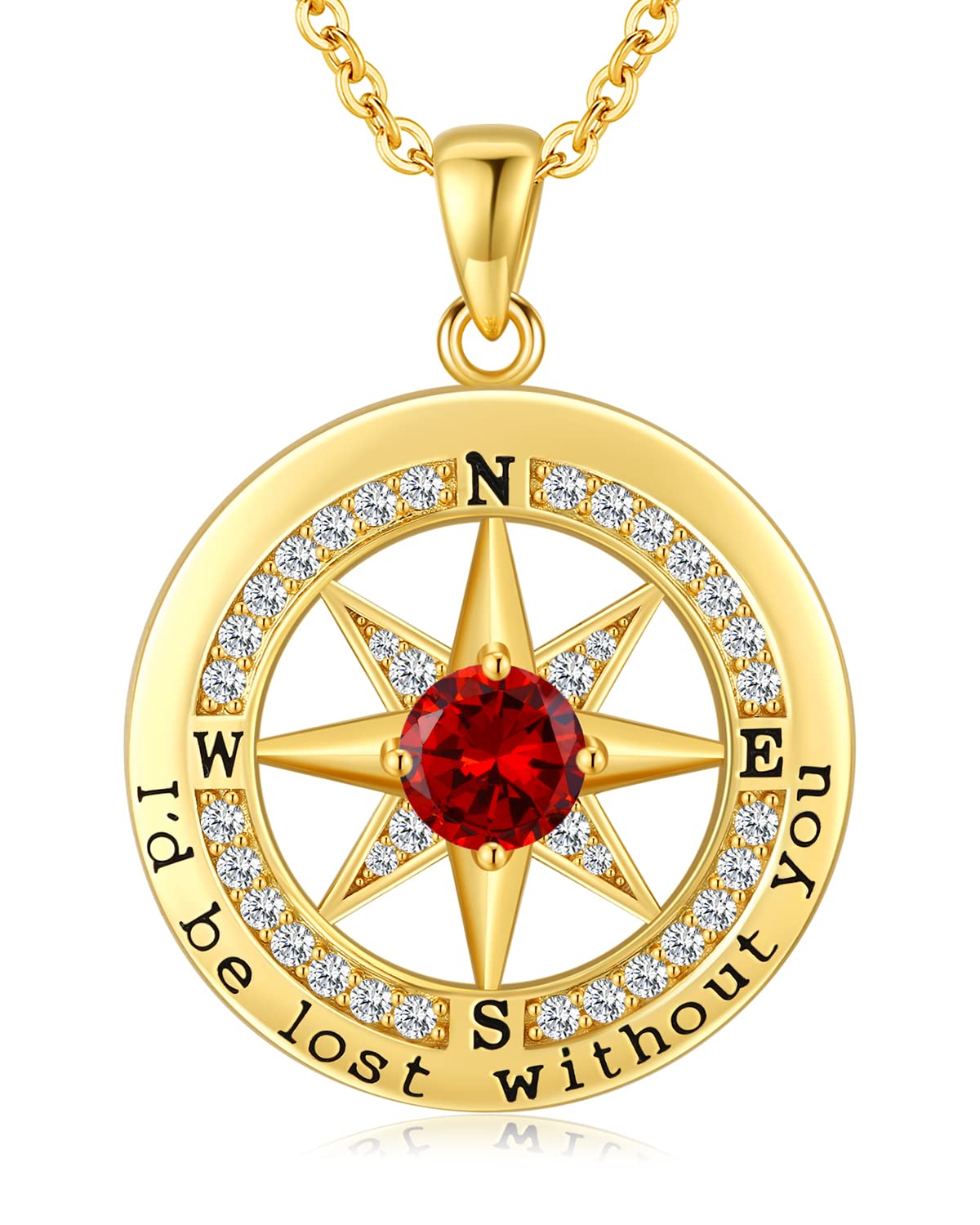 S925 Compass Jewelry Women Wedding Anniversary Necklace Gift for Wife Sterling Silver Girlfriend Birthday Gifts for Her Girls Necklaces for Ideas I'd be Lost without You Jewel