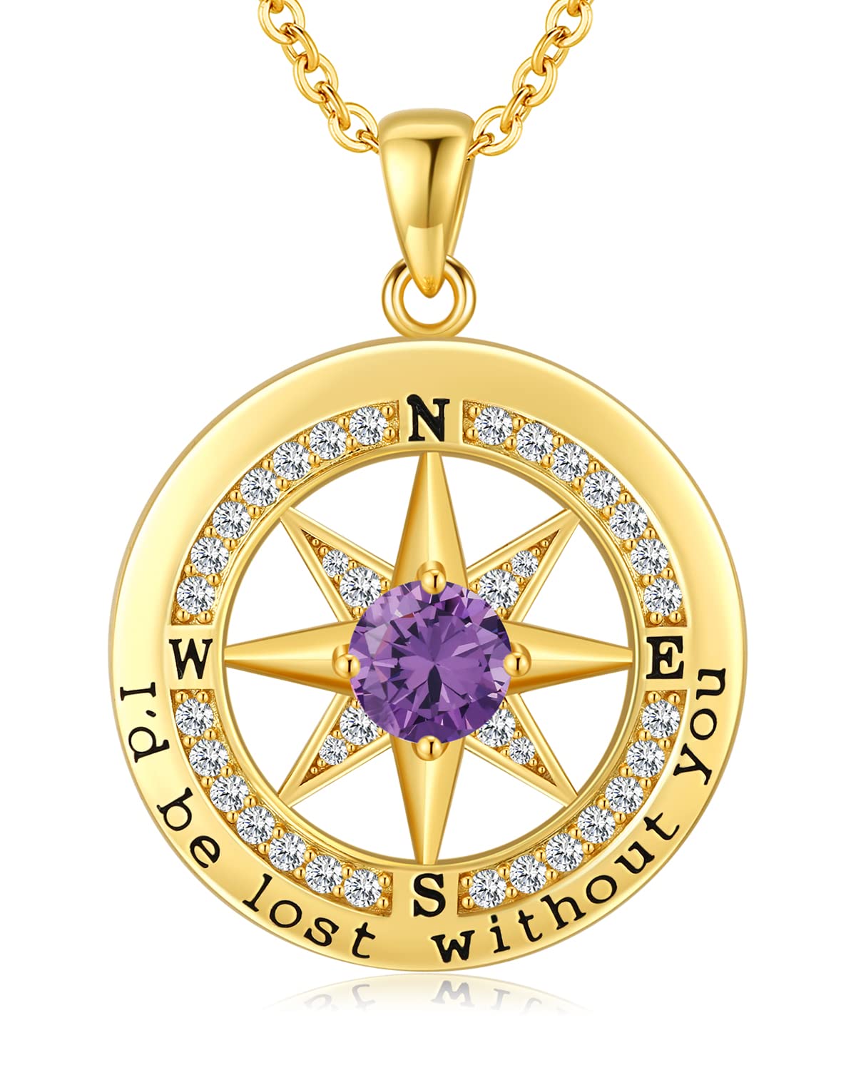 S925 Compass Jewelry Women Wedding Anniversary Necklace Gift for Wife Sterling Silver Girlfriend Birthday Gifts for Her Girls Necklaces for Ideas I'd be Lost without You Jewel