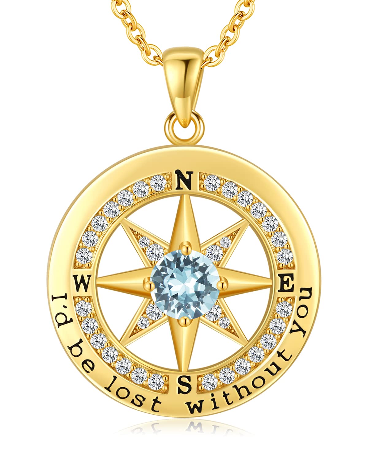 S925 Compass Jewelry Women Wedding Anniversary Necklace Gift for Wife Sterling Silver Girlfriend Birthday Gifts for Her Girls Necklaces for Ideas I'd be Lost without You Jewel