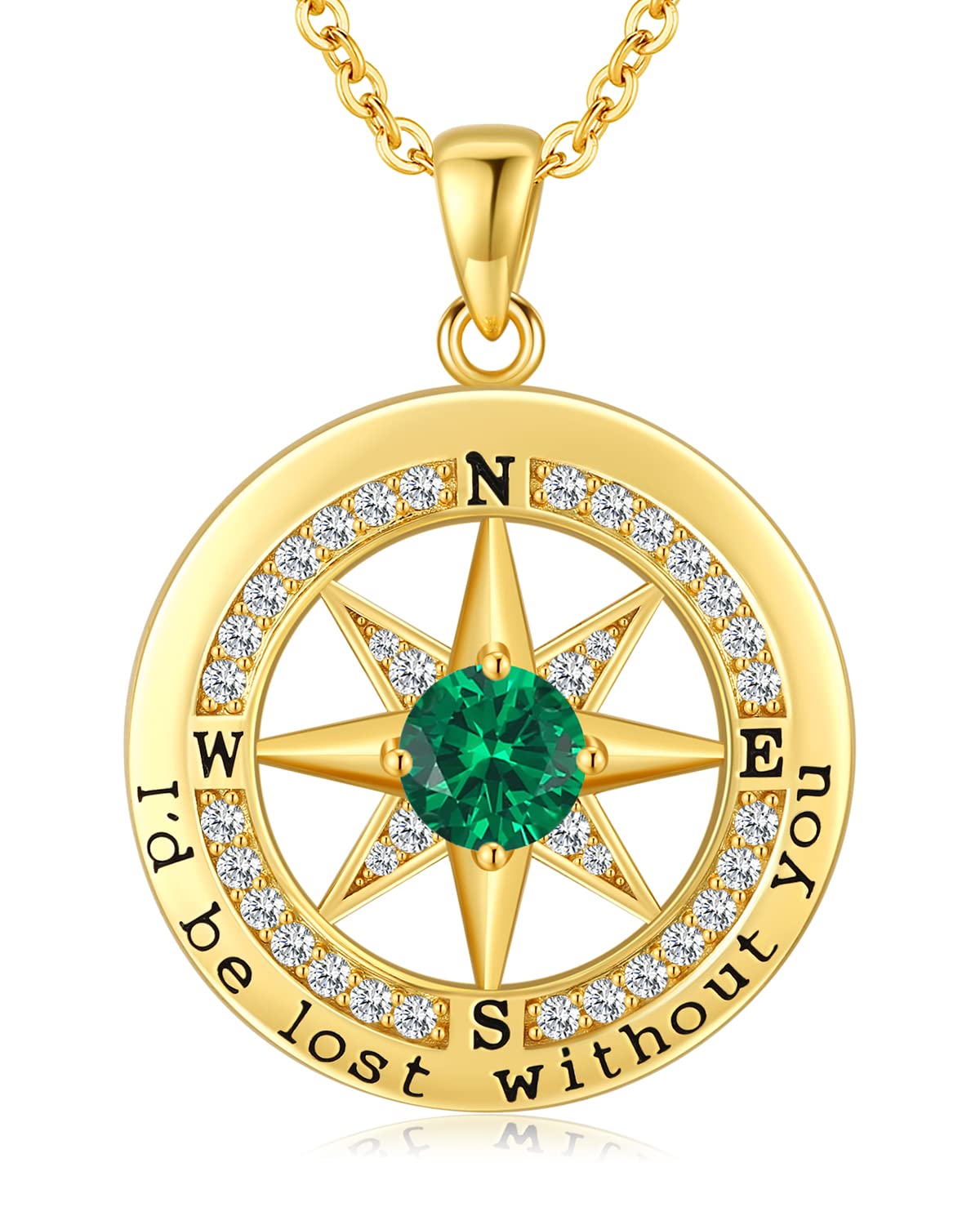 S925 Compass Jewelry Women Wedding Anniversary Necklace Gift for Wife Sterling Silver Girlfriend Birthday Gifts for Her Girls Necklaces for Ideas I'd be Lost without You Jewel