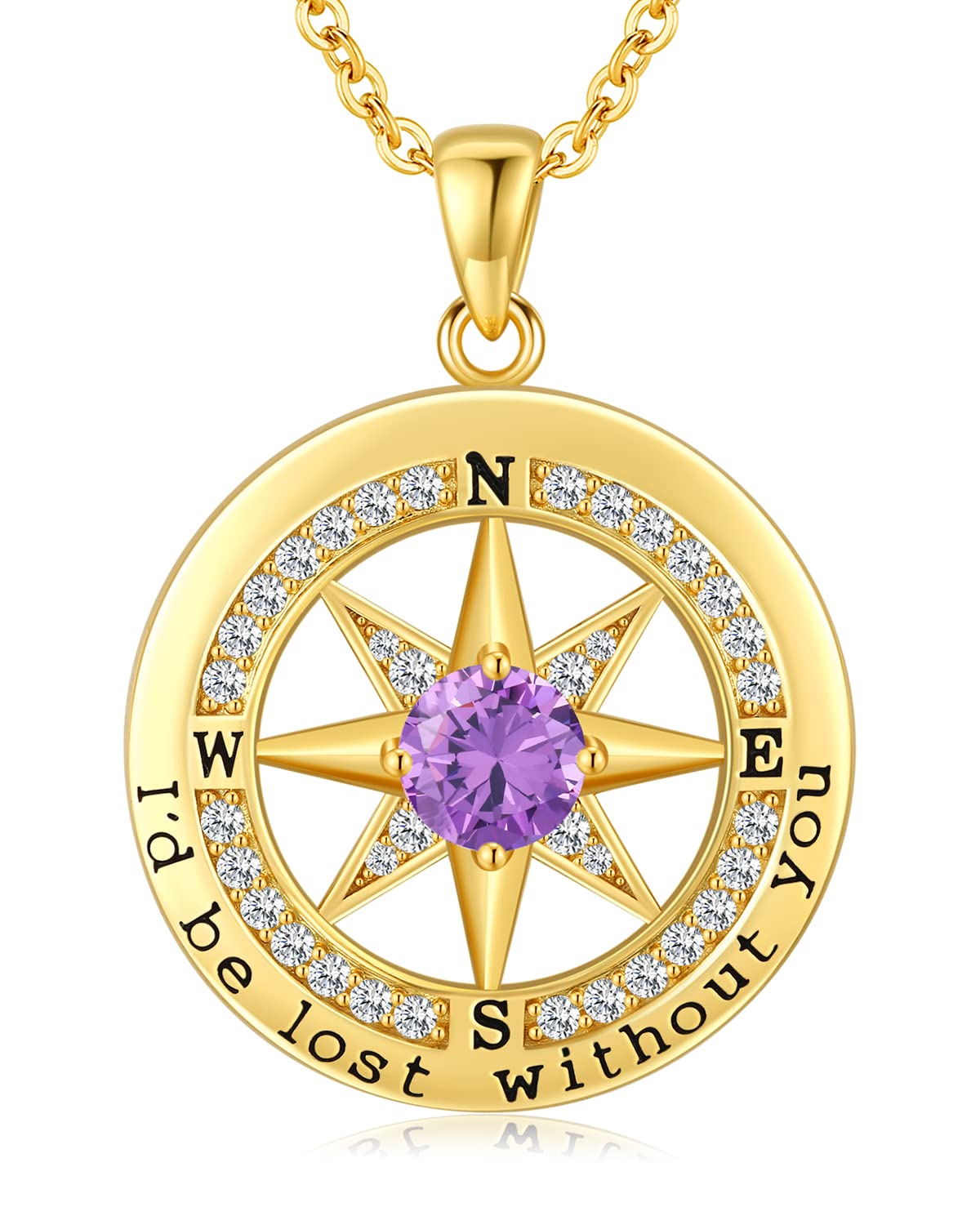 S925 Compass Jewelry Women Wedding Anniversary Necklace Gift for Wife Sterling Silver Girlfriend Birthday Gifts for Her Girls Necklaces for Ideas I'd be Lost without You Jewel