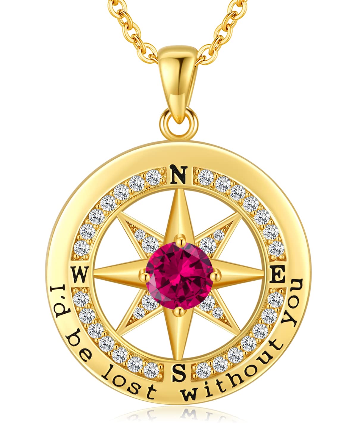 S925 Compass Jewelry Women Wedding Anniversary Necklace Gift for Wife Sterling Silver Girlfriend Birthday Gifts for Her Girls Necklaces for Ideas I'd be Lost without You Jewel