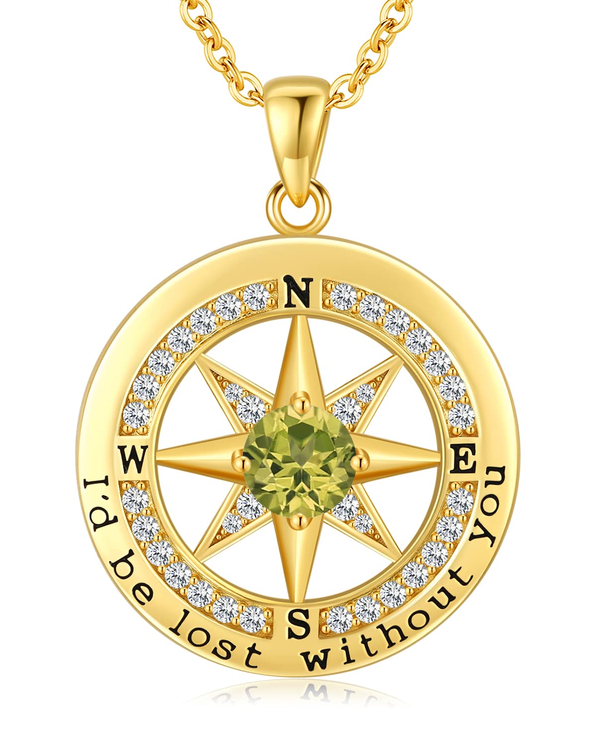 S925 Compass Jewelry Women Wedding Anniversary Necklace Gift for Wife Sterling Silver Girlfriend Birthday Gifts for Her Girls Necklaces for Ideas I'd be Lost without You Jewel