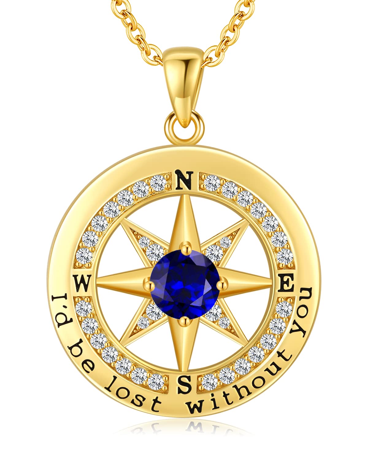 S925 Compass Jewelry Women Wedding Anniversary Necklace Gift for Wife Sterling Silver Girlfriend Birthday Gifts for Her Girls Necklaces for Ideas I'd be Lost without You Jewel