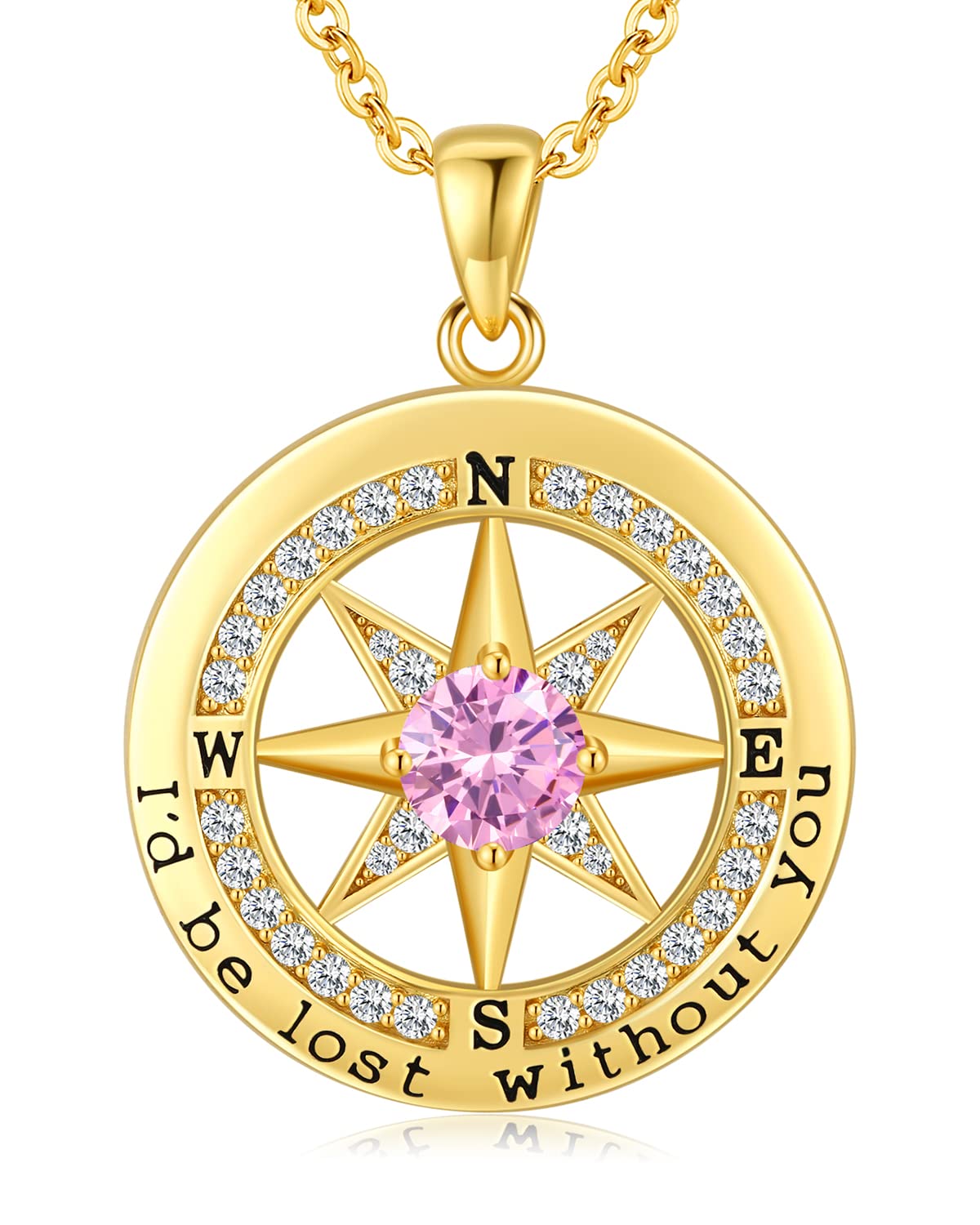 S925 Compass Jewelry Women Wedding Anniversary Necklace Gift for Wife Sterling Silver Girlfriend Birthday Gifts for Her Girls Necklaces for Ideas I'd be Lost without You Jewel