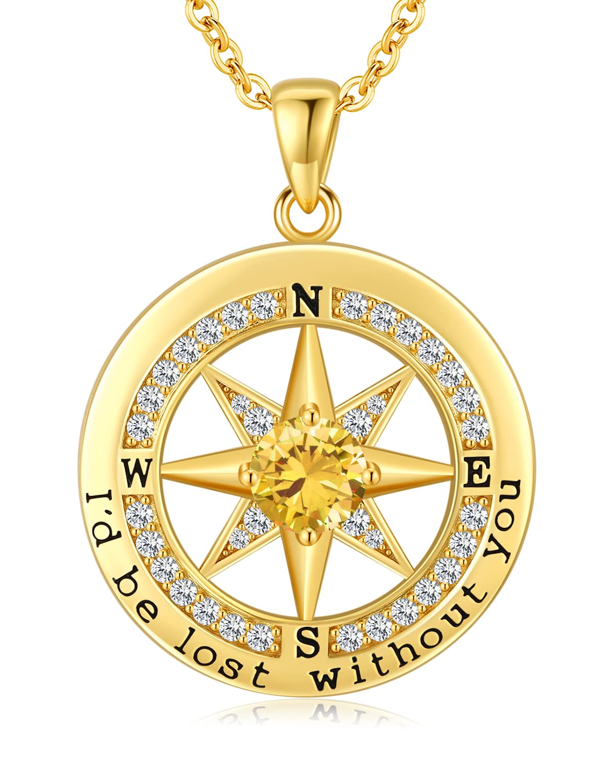 S925 Compass Jewelry Women Wedding Anniversary Necklace Gift for Wife Sterling Silver Girlfriend Birthday Gifts for Her Girls Necklaces for Ideas I'd be Lost without You Jewel