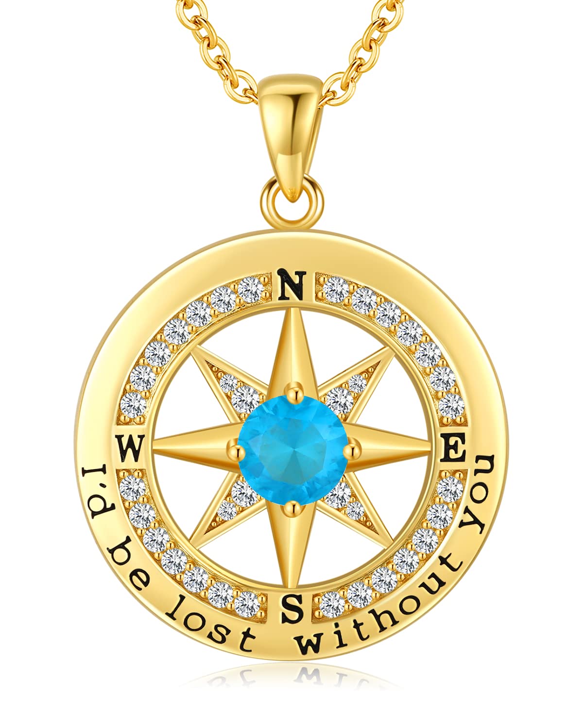 S925 Compass Jewelry Women Wedding Anniversary Necklace Gift for Wife Sterling Silver Girlfriend Birthday Gifts for Her Girls Necklaces for Ideas I'd be Lost without You Jewel