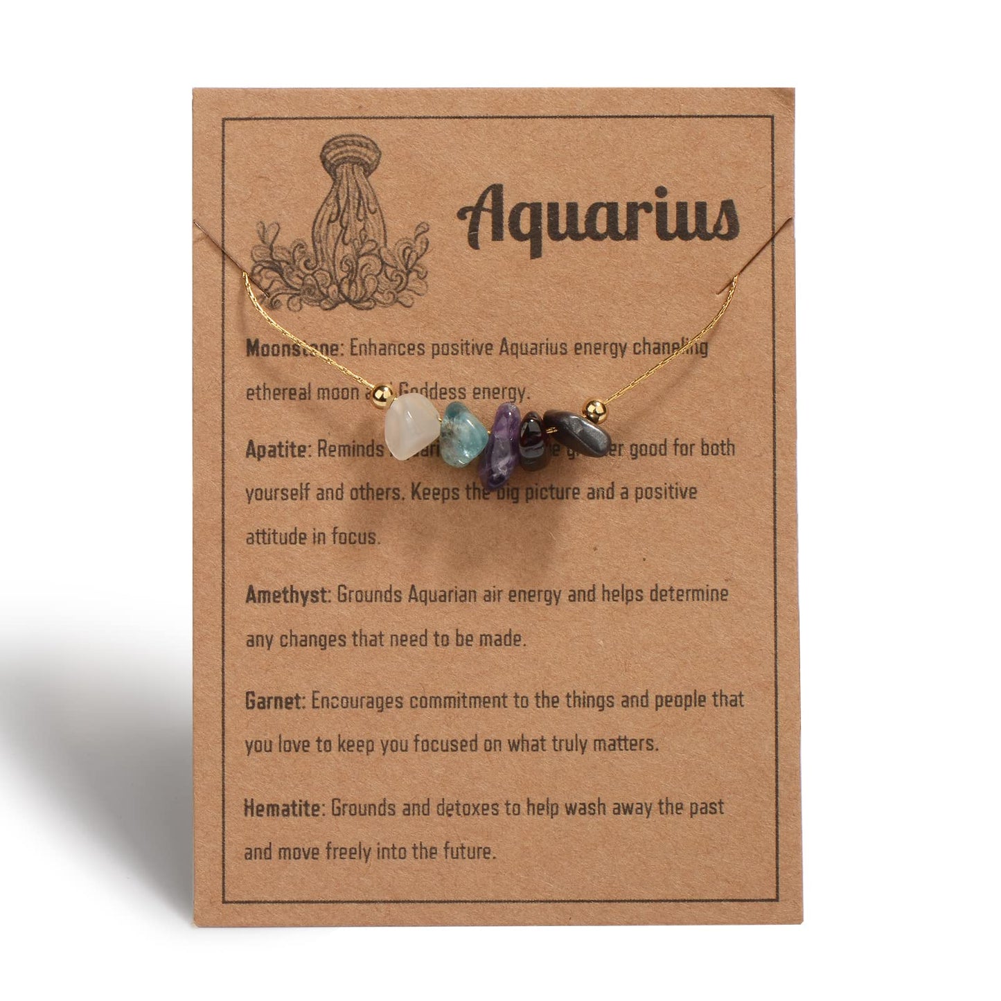 Natural Stone Zodiac Sign Choker Necklace for Women Raw Crystals Zodiac Necklace Horoscope Healing Gemstone Crystals Astrology Jewelry Holiday gifts