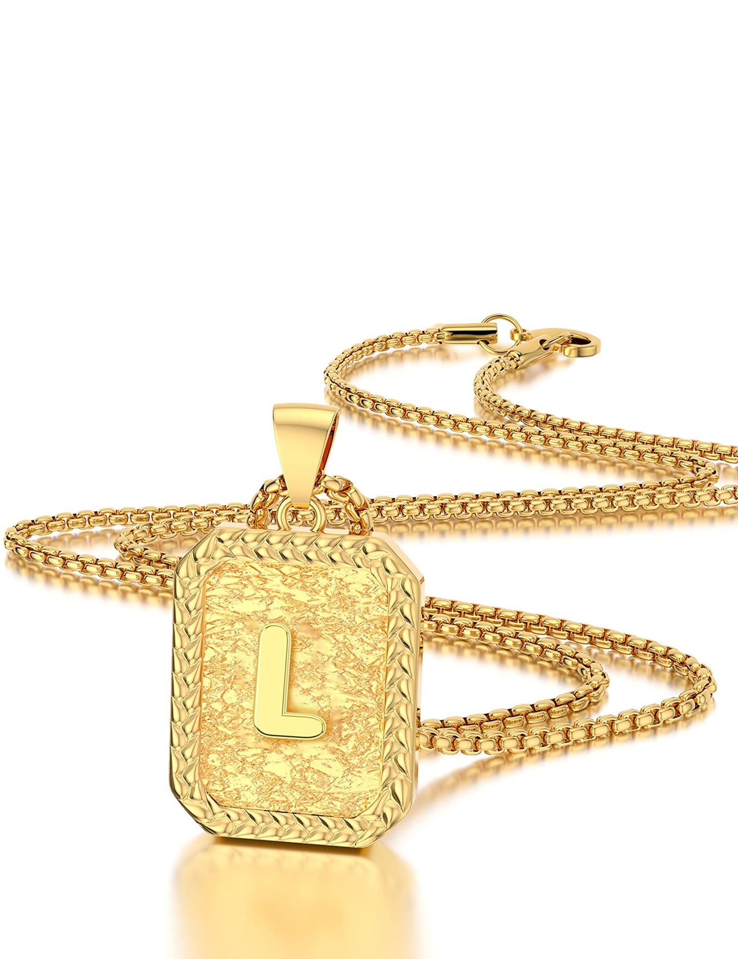 Initial Letter Pendant Necklace for Men Women Sterling Silver/Gold Plated Box Chain Necklace 20 Inches Initial Necklaces for Men Holiday gifts