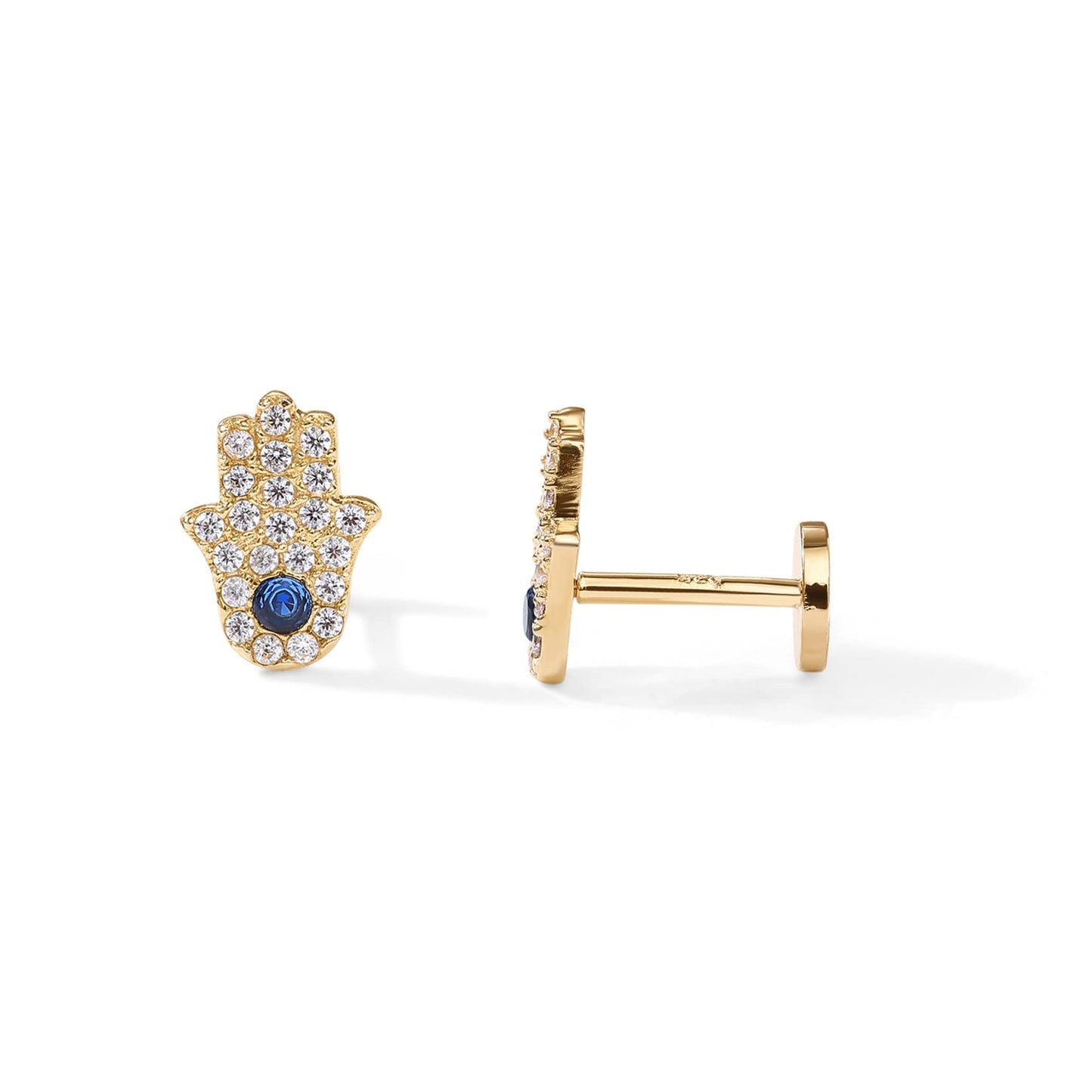 JSJOY 14K Gold Plated Solid 925 Sterling Silver Post Flat Back Stud Earrings for Women Cartilage Helix Piercing