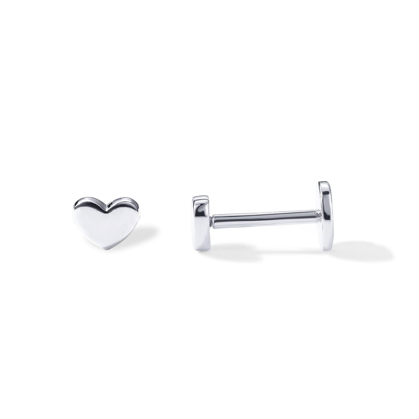 JSJOY 14K Gold Plated Solid 925 Sterling Silver Post Flat Back Stud Earrings for Women Cartilage Helix Piercing