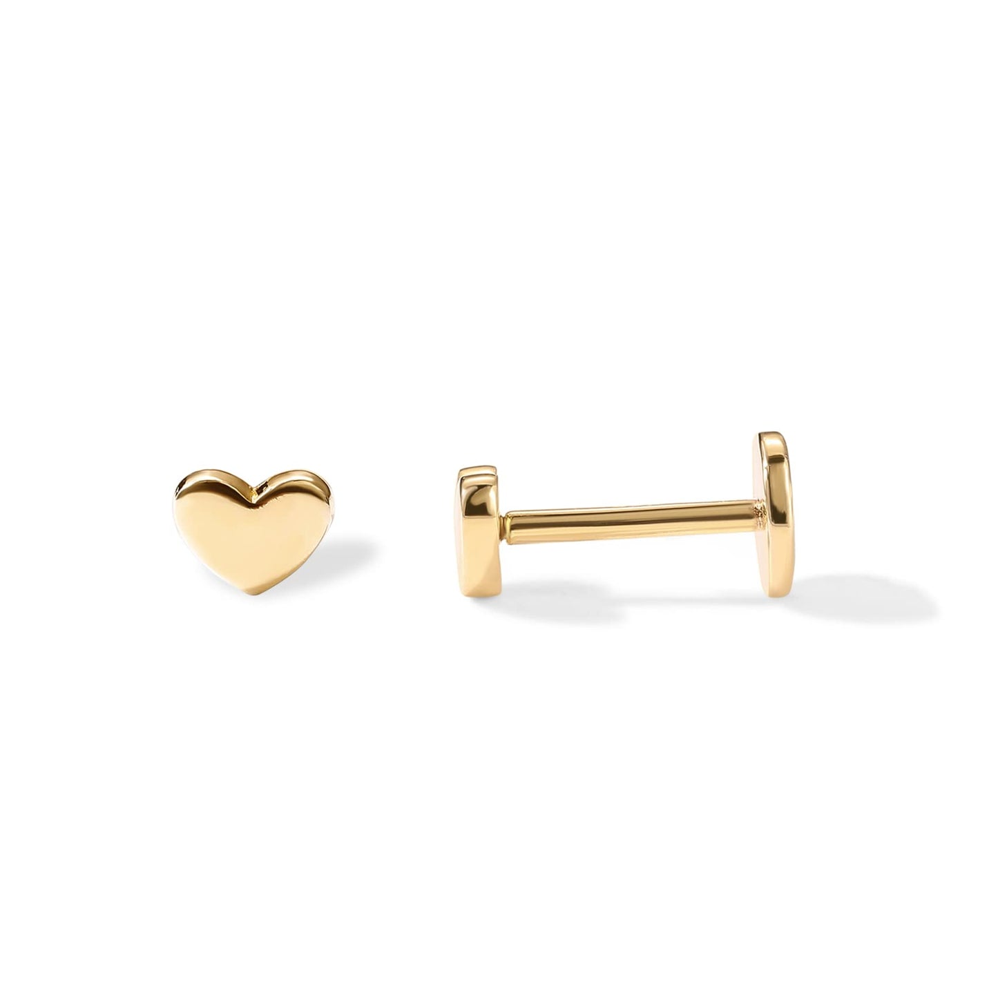 JSJOY 14K Gold Plated Solid 925 Sterling Silver Post Flat Back Stud Earrings for Women Cartilage Helix Piercing