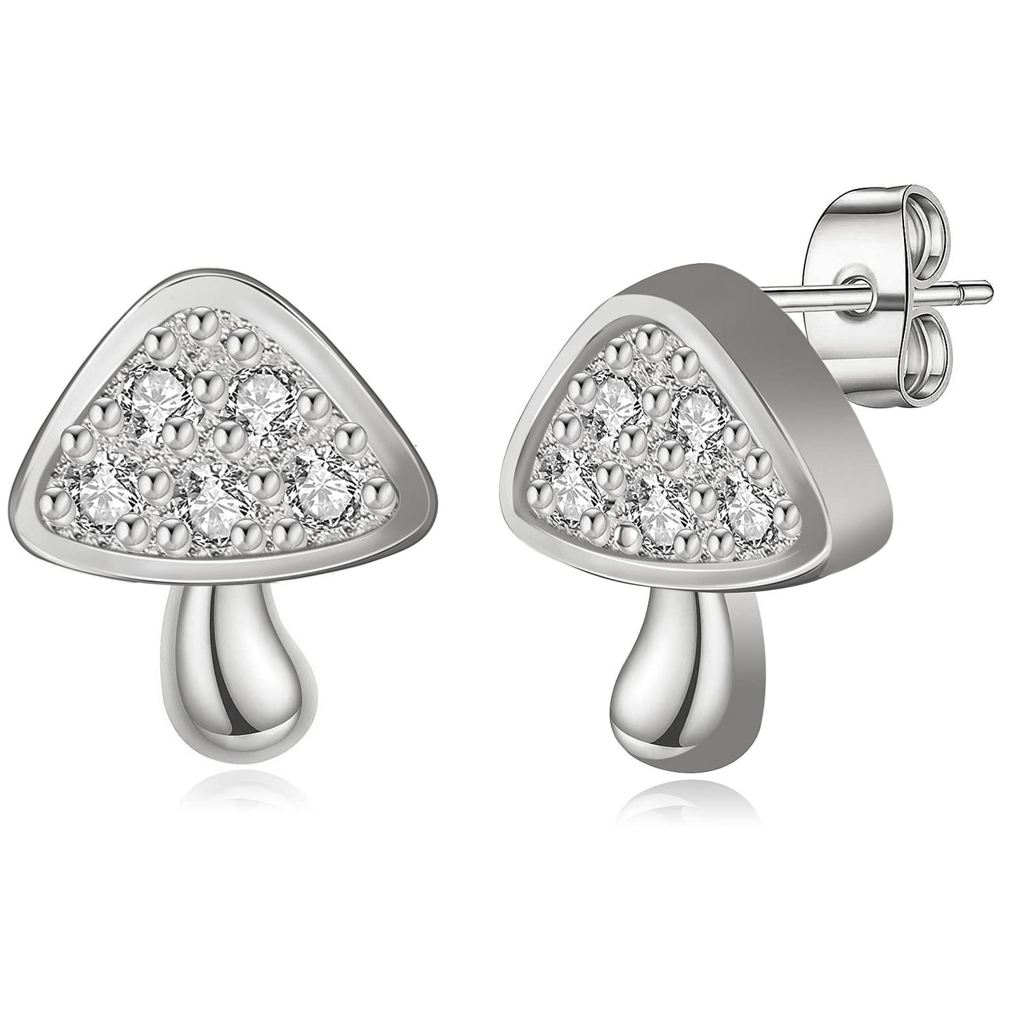 Gold Stud Earrings for Women 14k Gold Plated Silver Rose Gold Cute Pearl Heart Mushroom Evil Eye Starfish Snowflake Crescent Moon Star Dainty Fashion Diamond Small Trendy Earings Hypoallergenic for Teen Girls Jewelry Gifts