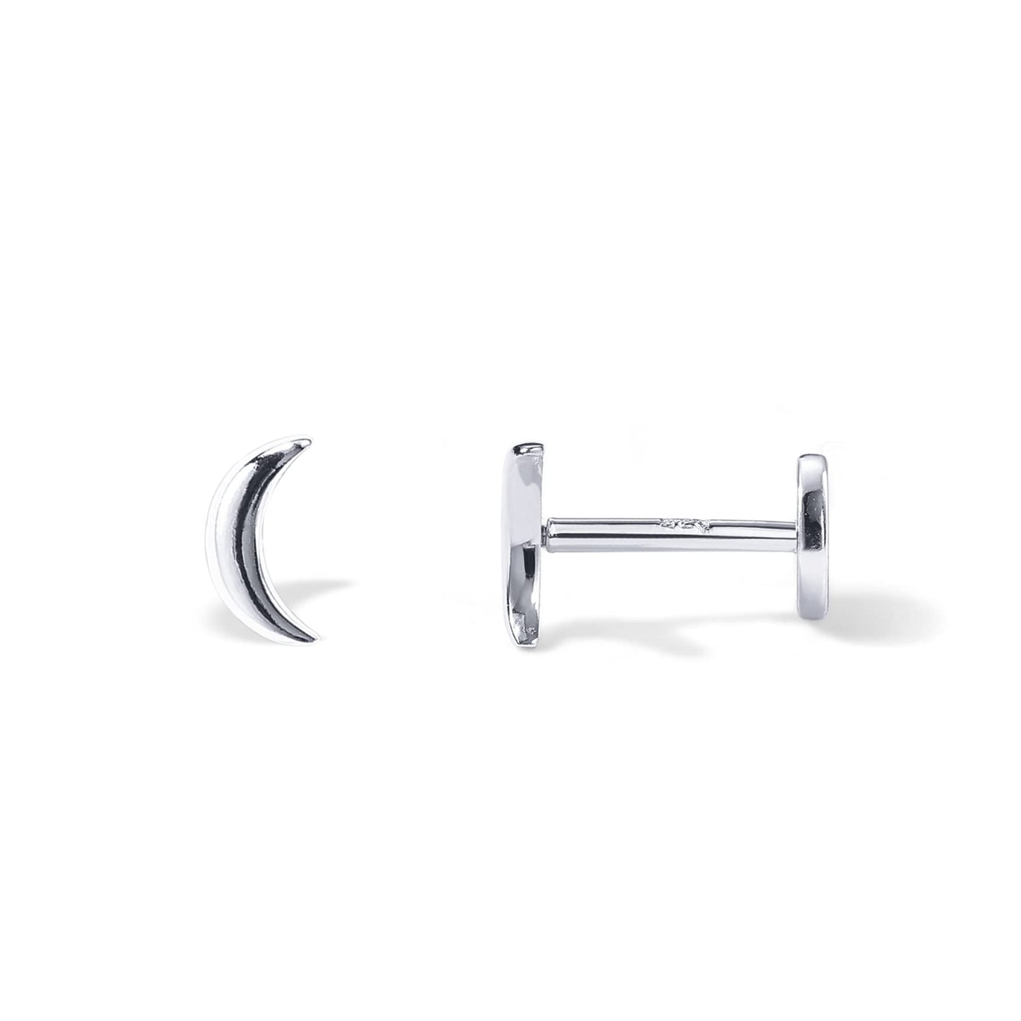 JSJOY 14K Gold Plated Solid 925 Sterling Silver Post Flat Back Stud Earrings for Women Cartilage Helix Piercing