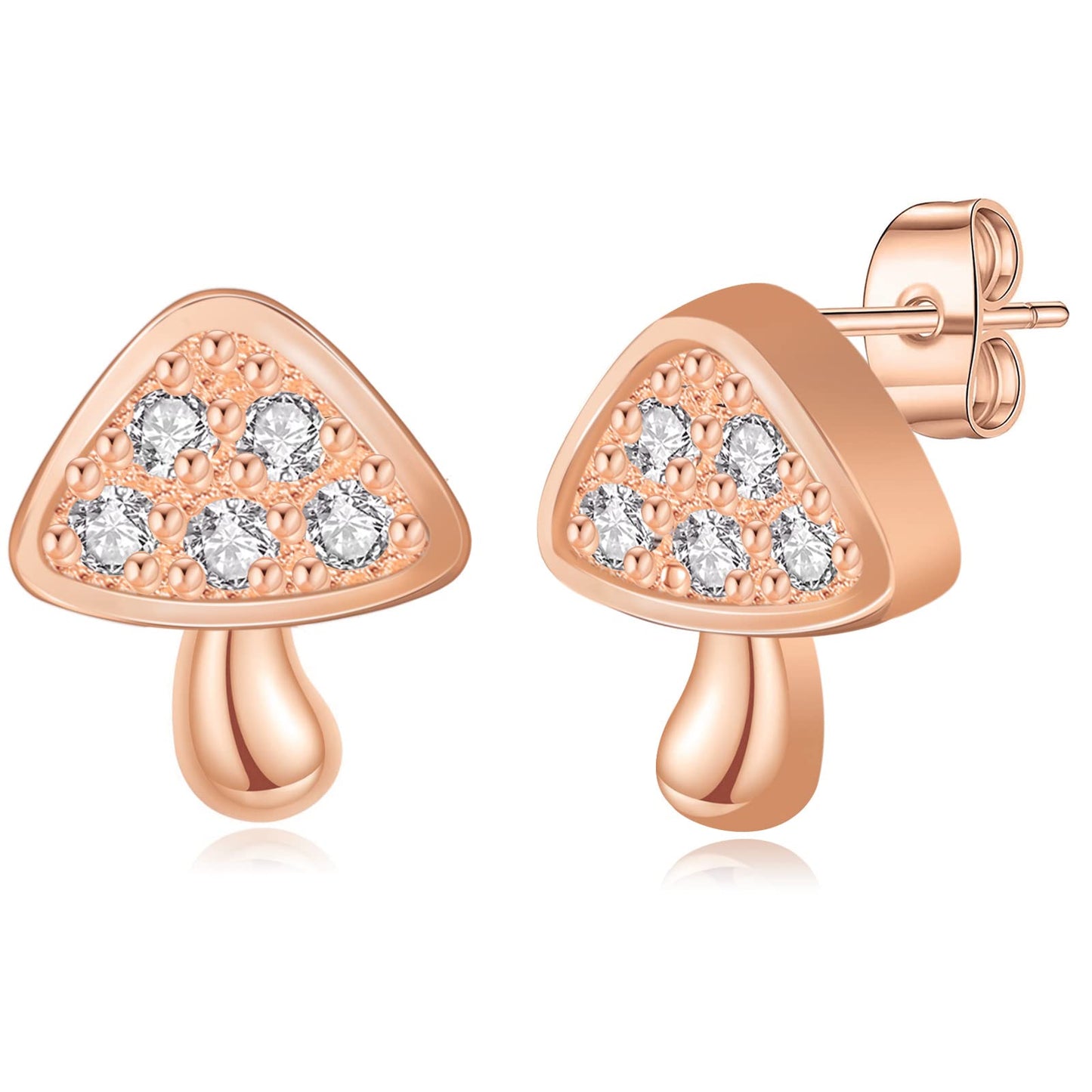 Gold Stud Earrings for Women 14k Gold Plated Silver Rose Gold Cute Pearl Heart Mushroom Evil Eye Starfish Snowflake Crescent Moon Star Dainty Fashion Diamond Small Trendy Earings Hypoallergenic for Teen Girls Jewelry Gifts