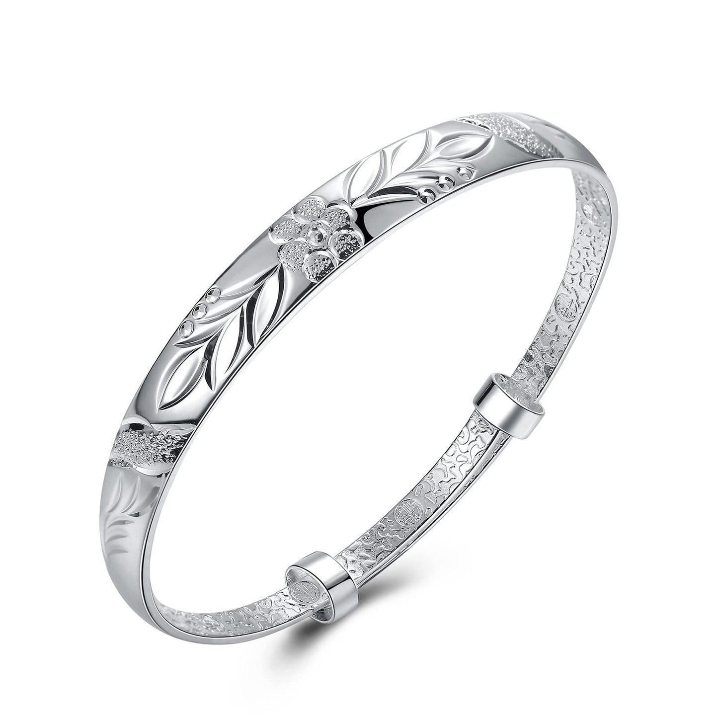 JSJOY Handmade Bracelet for Women 925 Sterling Silver Bangle Bracelet with Gift Box Braided Cuff Bracelet Wrap Birthday Gifts