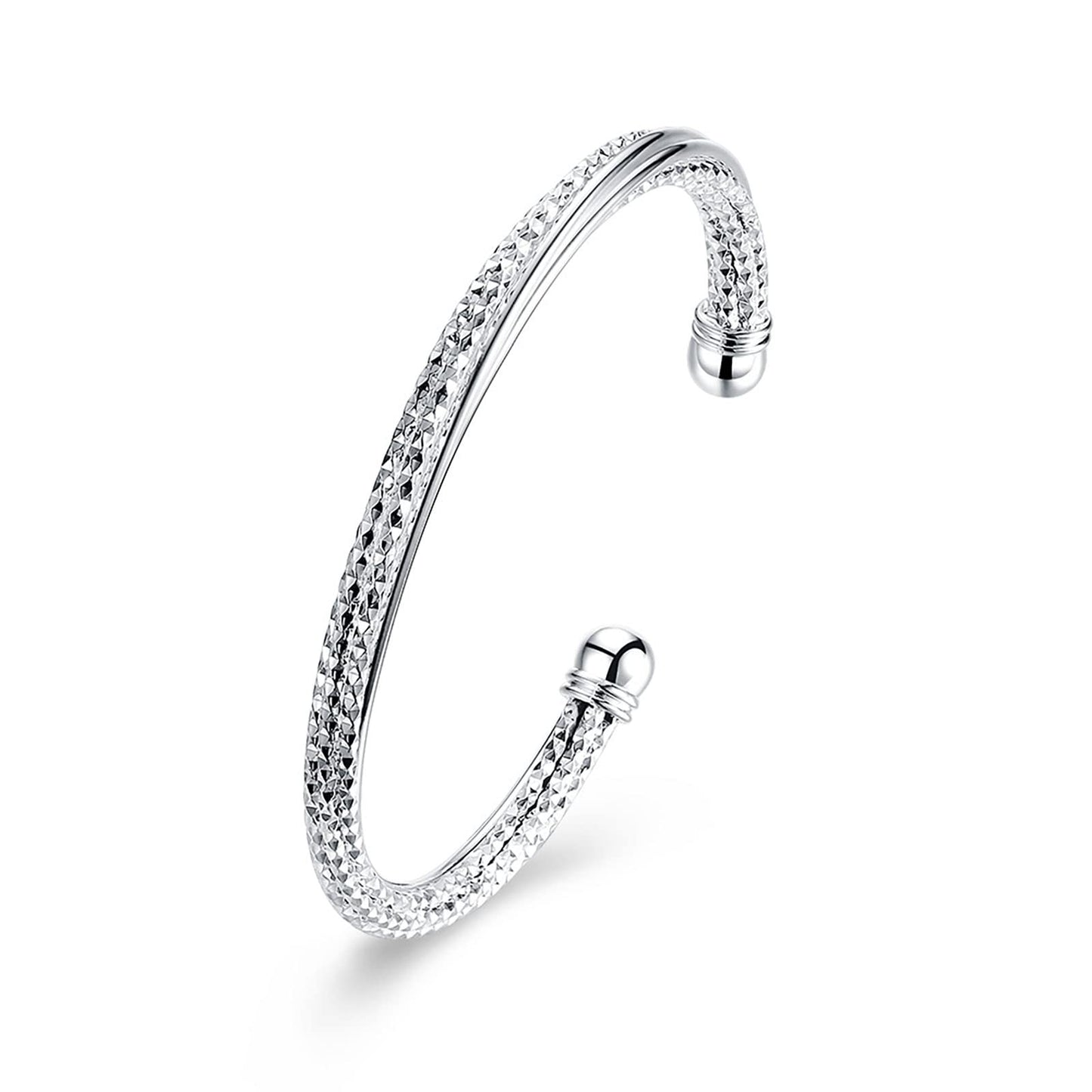 JSJOY Handmade Bracelet for Women 925 Sterling Silver Bangle Bracelet with Gift Box Braided Cuff Bracelet Wrap Birthday Gifts