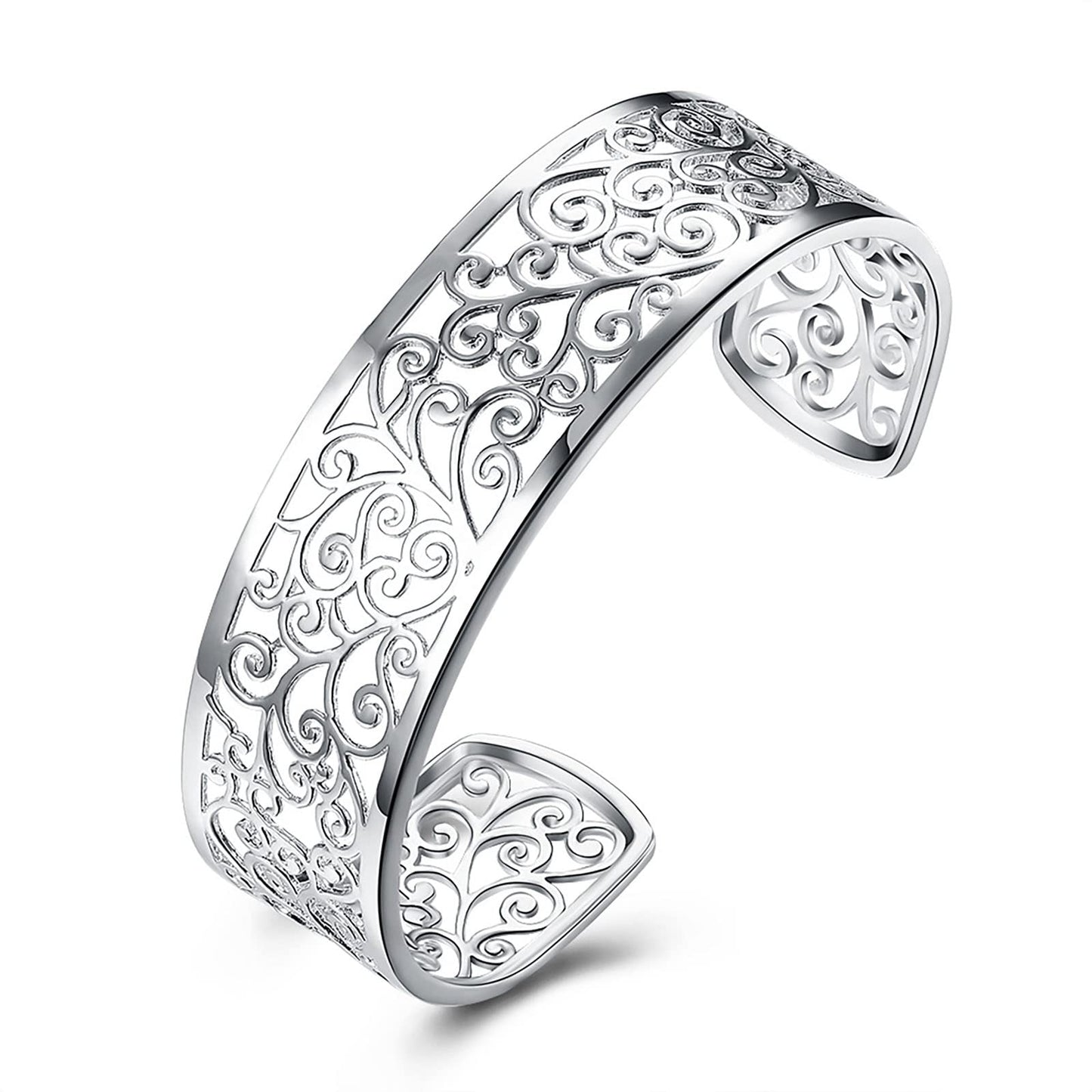 JSJOY Handmade Bracelet for Women 925 Sterling Silver Bangle Bracelet with Gift Box Braided Cuff Bracelet Wrap Birthday Gifts