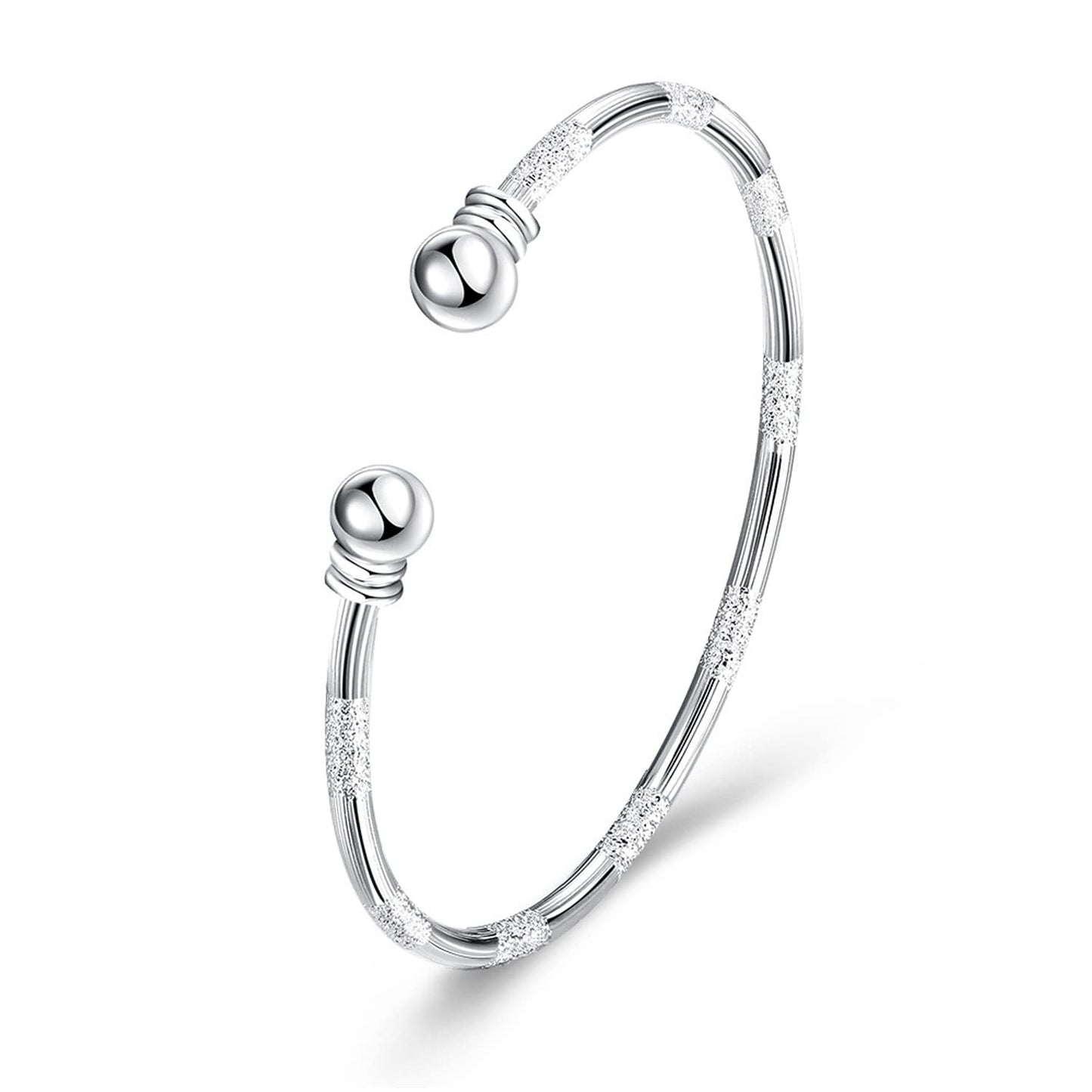 JSJOY Handmade Bracelet for Women 925 Sterling Silver Bangle Bracelet with Gift Box Braided Cuff Bracelet Wrap Birthday Gifts