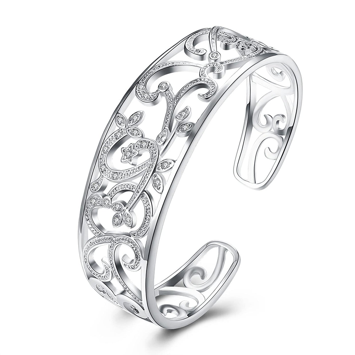 JSJOY Handmade Bracelet for Women 925 Sterling Silver Bangle Bracelet with Gift Box Braided Cuff Bracelet Wrap Birthday Gifts