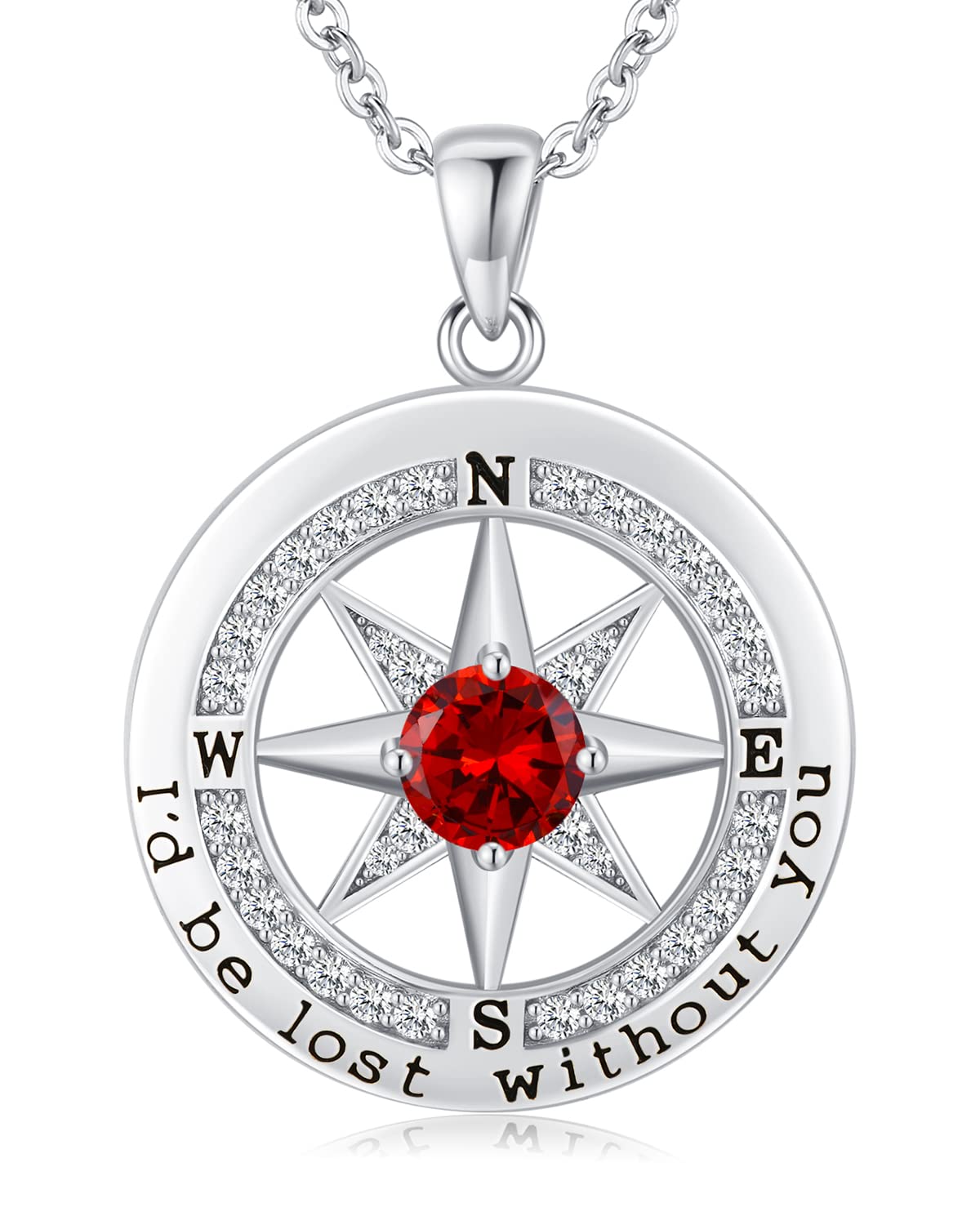 S925 Compass Jewelry Women Wedding Anniversary Necklace Gift for Wife Sterling Silver Girlfriend Birthday Gifts for Her Girls Necklaces for Ideas I'd be Lost without You Jewel