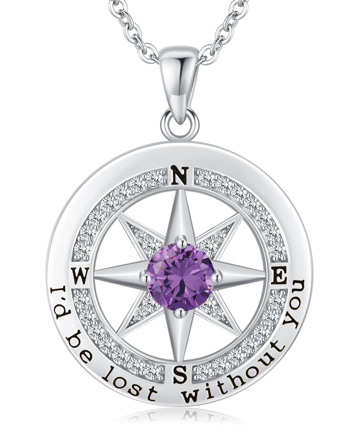 S925 Compass Jewelry Women Wedding Anniversary Necklace Gift for Wife Sterling Silver Girlfriend Birthday Gifts for Her Girls Necklaces for Ideas I'd be Lost without You Jewel