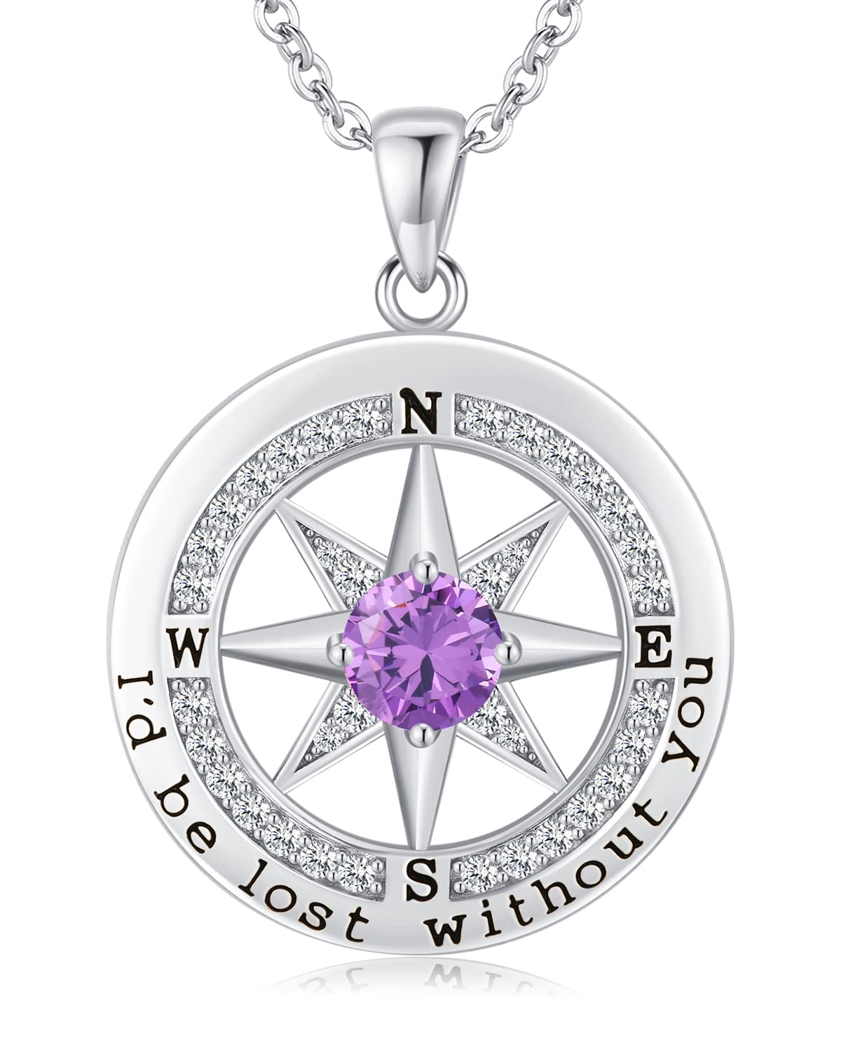 S925 Compass Jewelry Women Wedding Anniversary Necklace Gift for Wife Sterling Silver Girlfriend Birthday Gifts for Her Girls Necklaces for Ideas I'd be Lost without You Jewel