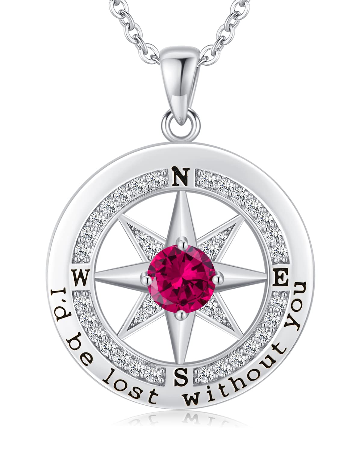 S925 Compass Jewelry Women Wedding Anniversary Necklace Gift for Wife Sterling Silver Girlfriend Birthday Gifts for Her Girls Necklaces for Ideas I'd be Lost without You Jewel
