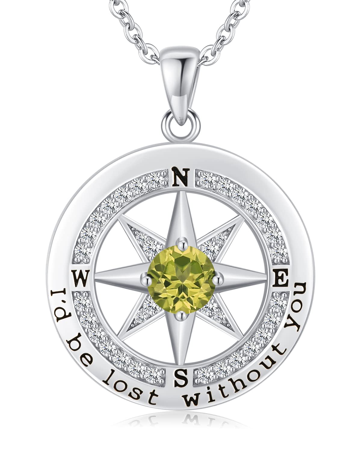 S925 Compass Jewelry Women Wedding Anniversary Necklace Gift for Wife Sterling Silver Girlfriend Birthday Gifts for Her Girls Necklaces for Ideas I'd be Lost without You Jewel