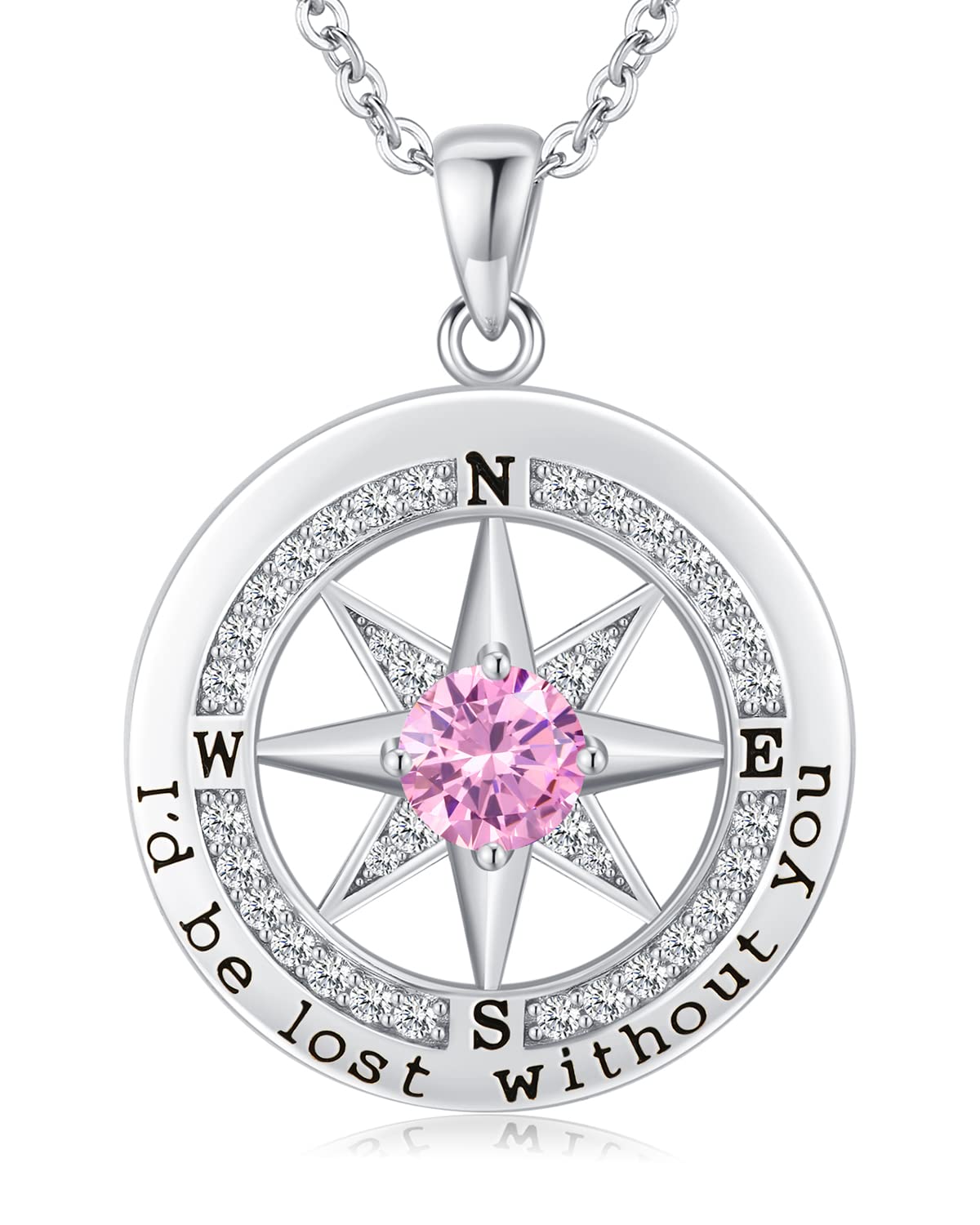 S925 Compass Jewelry Women Wedding Anniversary Necklace Gift for Wife Sterling Silver Girlfriend Birthday Gifts for Her Girls Necklaces for Ideas I'd be Lost without You Jewel