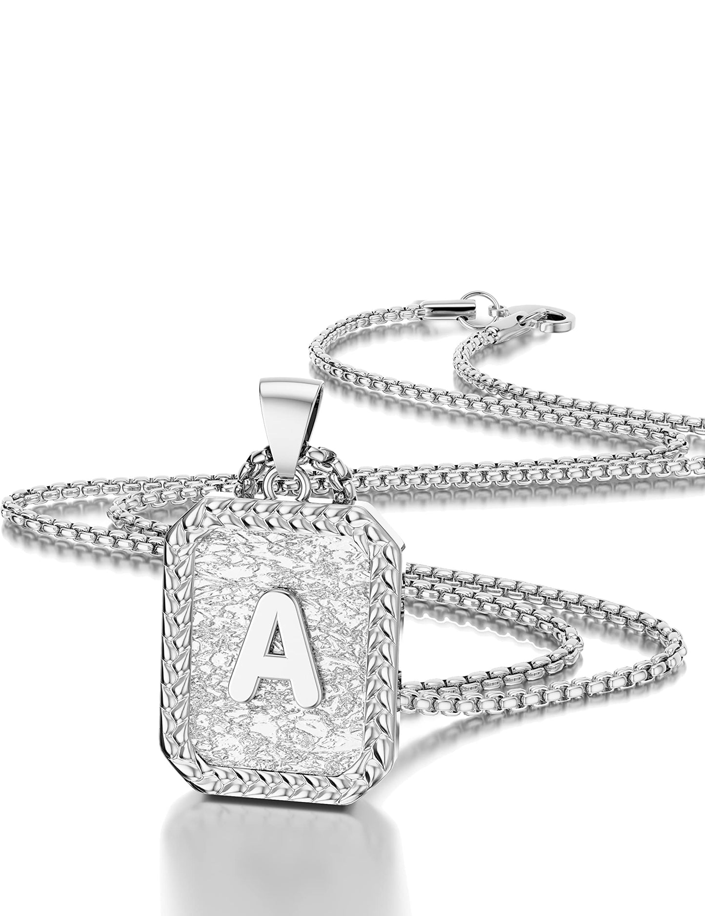 Initial Letter Pendant Necklace for Men Women Sterling Silver/Gold Plated Box Chain Necklace 20 Inches Initial Necklaces for Men Holiday gifts