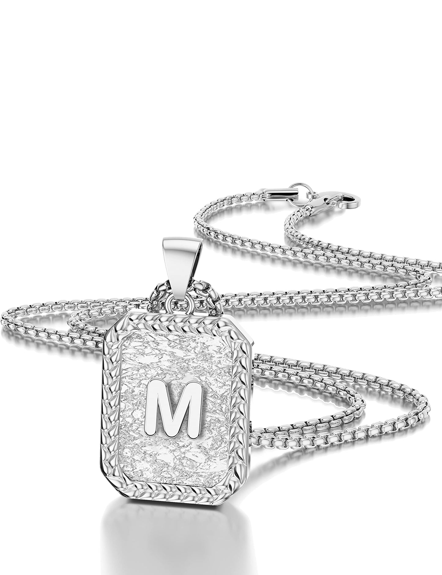 Initial Letter Pendant Necklace for Men Women Sterling Silver/Gold Plated Box Chain Necklace 20 Inches Initial Necklaces for Men Holiday gifts