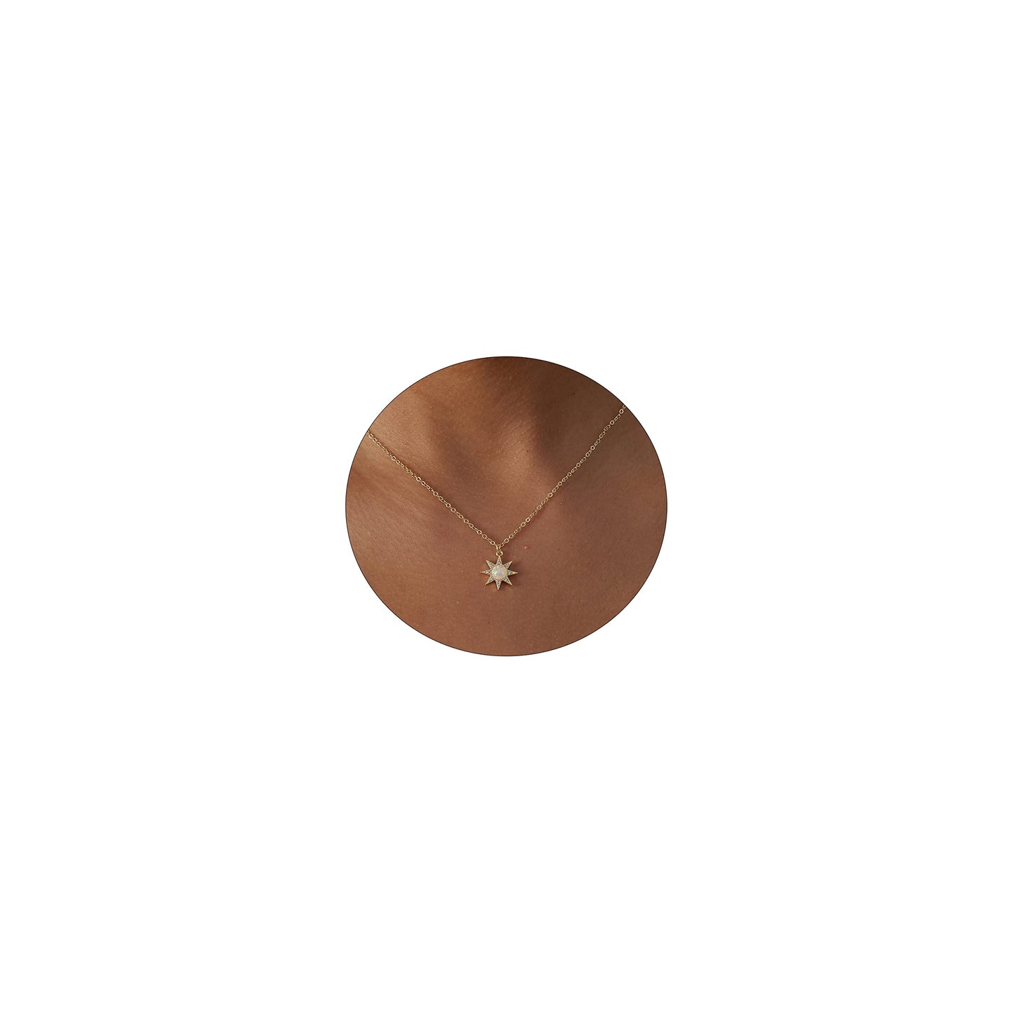 JSJOY Women Dainty Leaf Necklace 14k Gold Plated Layered CZ Moon Necklace Simple Diamond Choker Necklaces for Women Trendy Jewelry Gifts for Girls