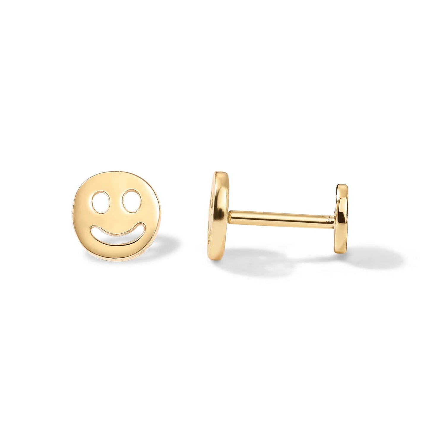 JSJOY 14K Gold Plated Solid 925 Sterling Silver Post Flat Back Stud Earrings for Women Cartilage Helix Piercing