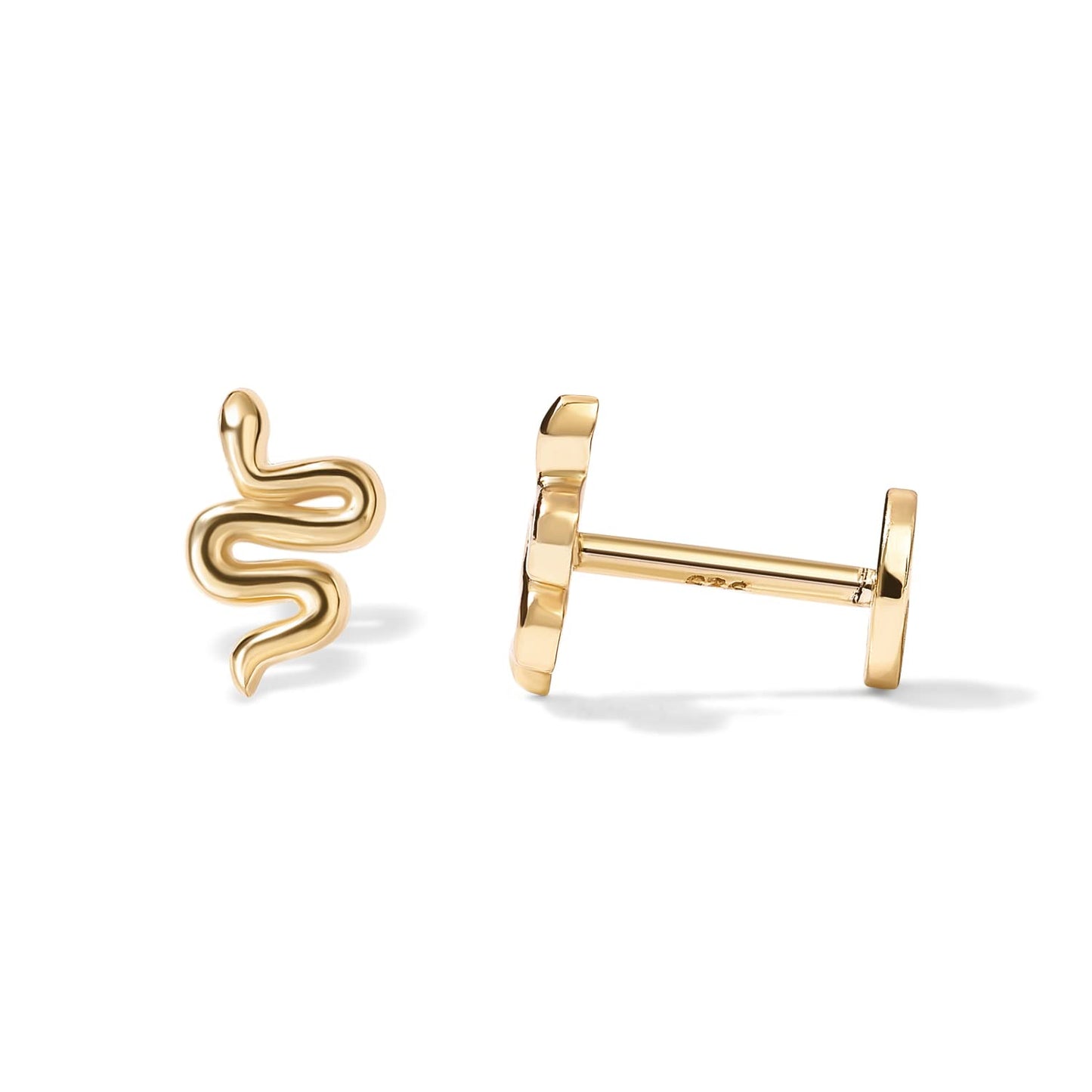 JSJOY 14K Gold Plated Solid 925 Sterling Silver Post Flat Back Stud Earrings for Women Cartilage Helix Piercing