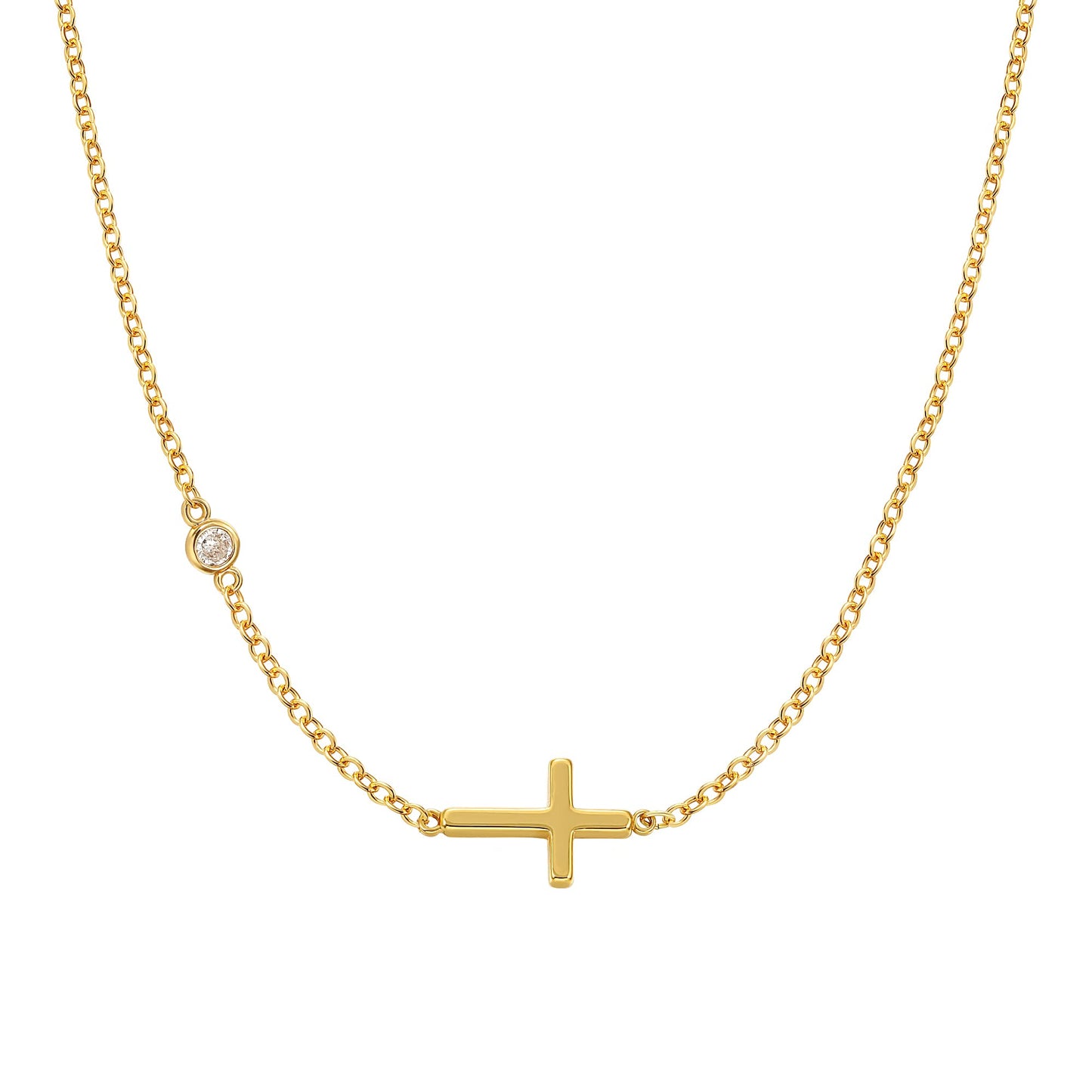 JSJOY Cross Necklace for Women, 14K Gold Plated/Sterling silver Chain Necklace Dainty Layered Gold Cross Pendant Necklace Simple Cute Necklaces for Women Gold Jewelry for Women