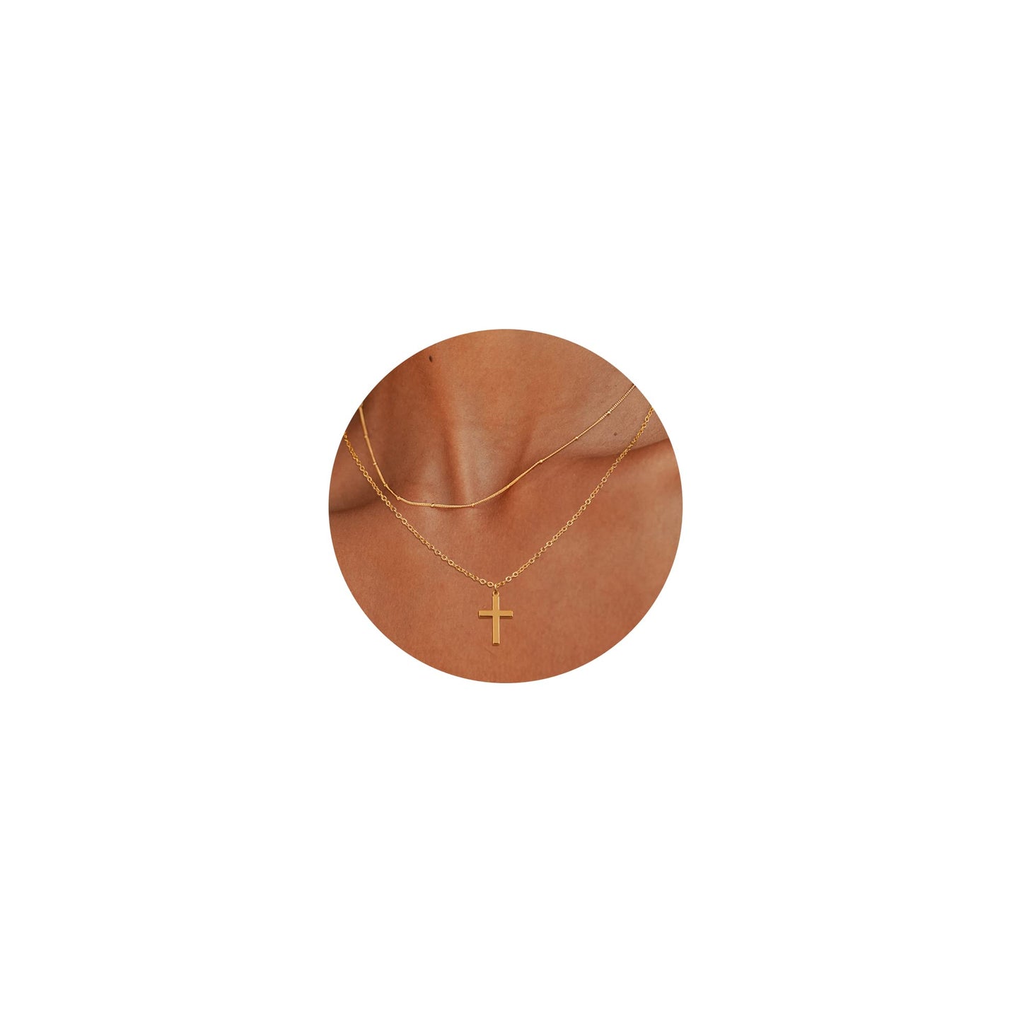 JSJOY Cross Necklace for Women, 14K Gold Plated/Sterling silver Chain Necklace Dainty Layered Gold Cross Pendant Necklace Simple Cute Necklaces for Women Gold Jewelry for Women