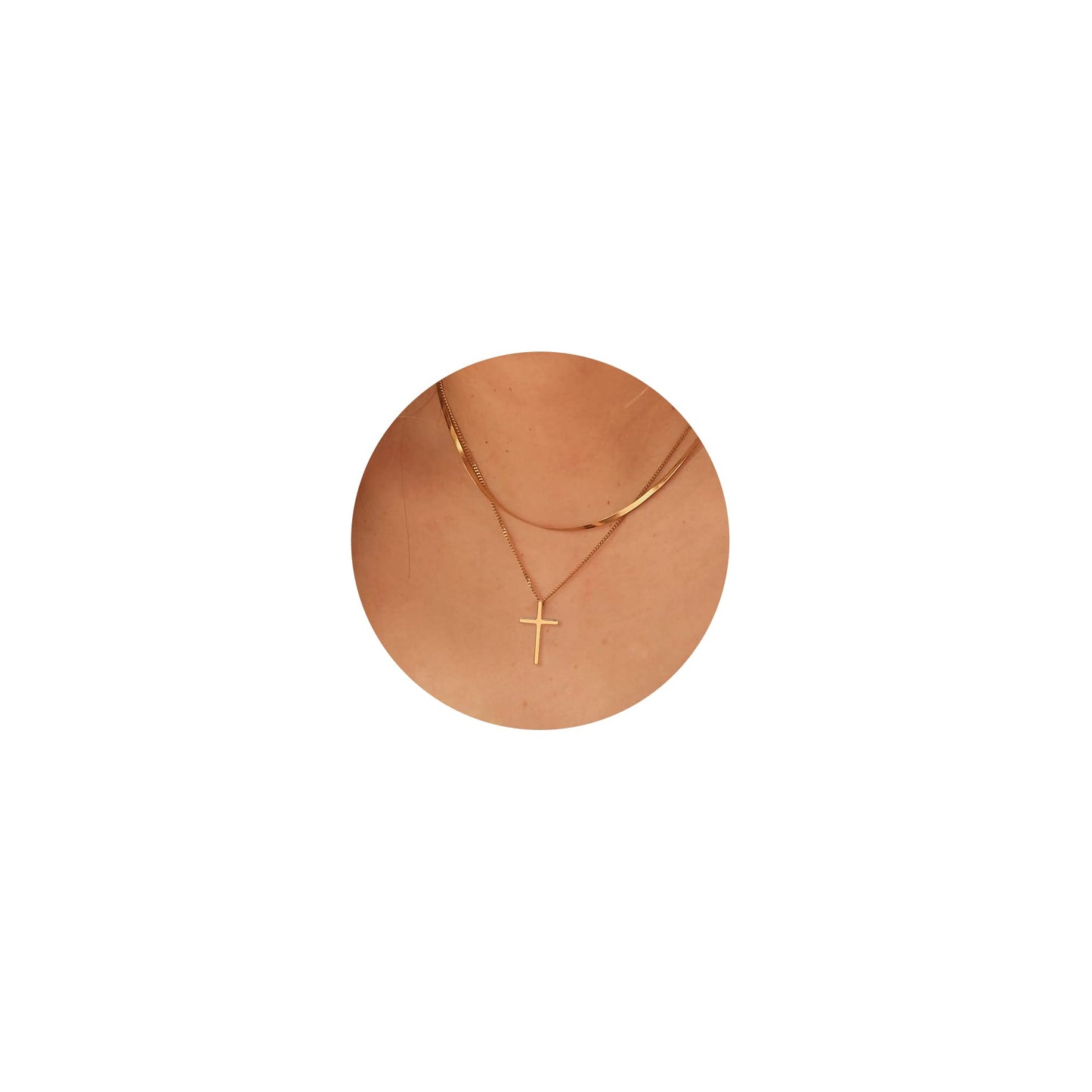 JSJOY Cross Necklace for Women, 14K Gold Plated/Sterling silver Chain Necklace Dainty Layered Gold Cross Pendant Necklace Simple Cute Necklaces for Women Gold Jewelry for Women