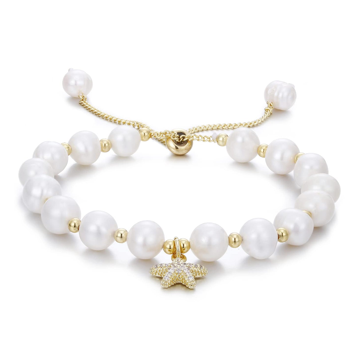 Freshwater Cultured Pearl Bracelet for Women Fashion pearl Pearl Stretch Bracelet Pearl Cuff Bangle Pearl Sliding Bolo Bracelet