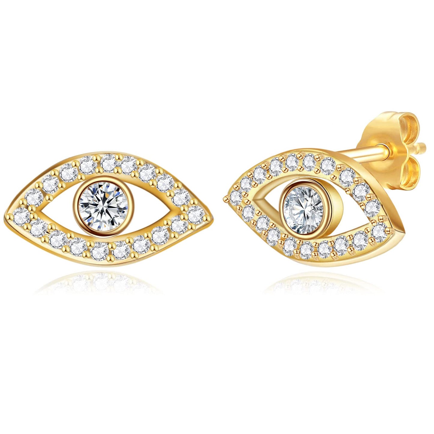 Gold Stud Earrings for Women 14k Gold Plated Silver Rose Gold Cute Pearl Heart Mushroom Evil Eye Starfish Snowflake Crescent Moon Star Dainty Fashion Diamond Small Trendy Earings Hypoallergenic for Teen Girls Jewelry Gifts