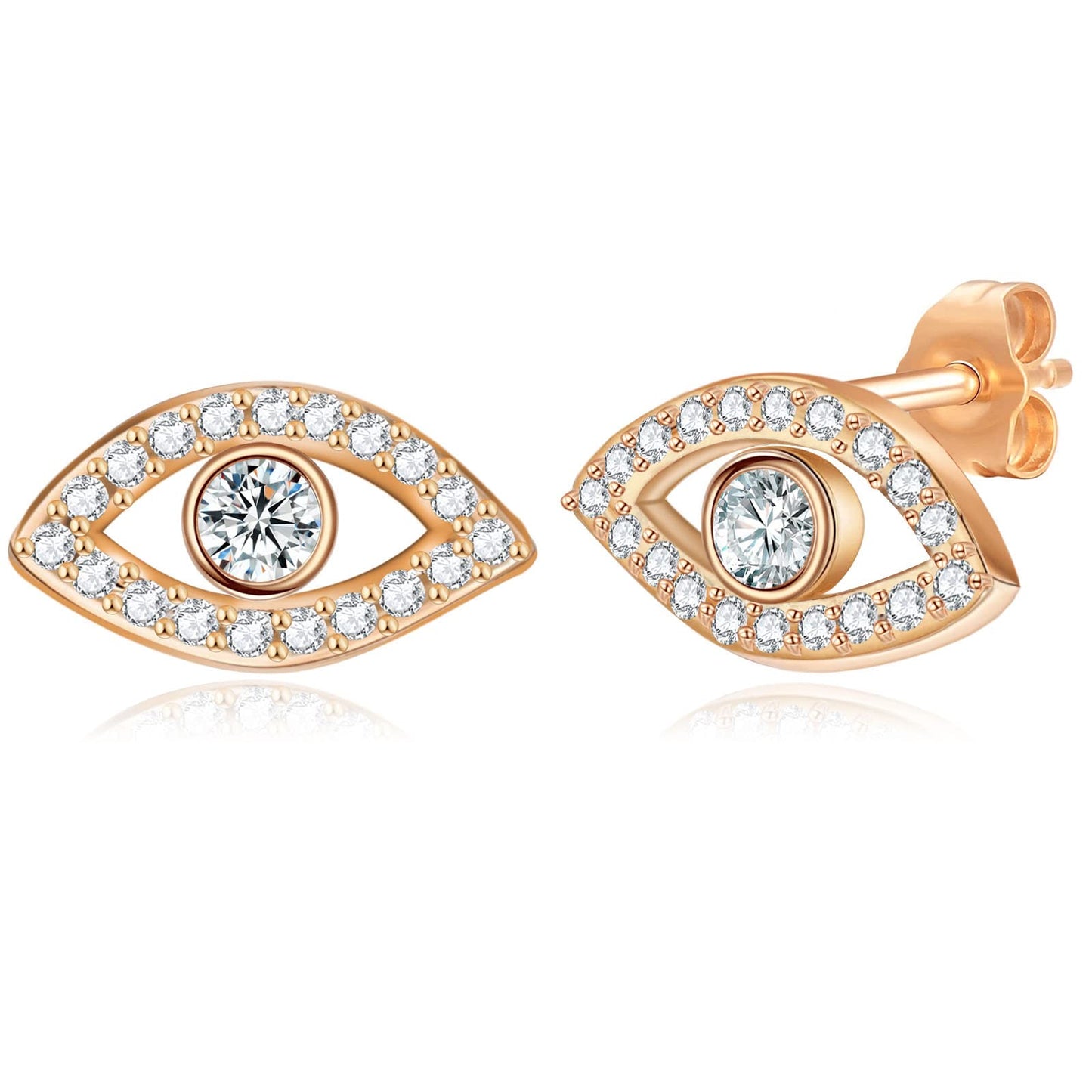 Gold Stud Earrings for Women 14k Gold Plated Silver Rose Gold Cute Pearl Heart Mushroom Evil Eye Starfish Snowflake Crescent Moon Star Dainty Fashion Diamond Small Trendy Earings Hypoallergenic for Teen Girls Jewelry Gifts