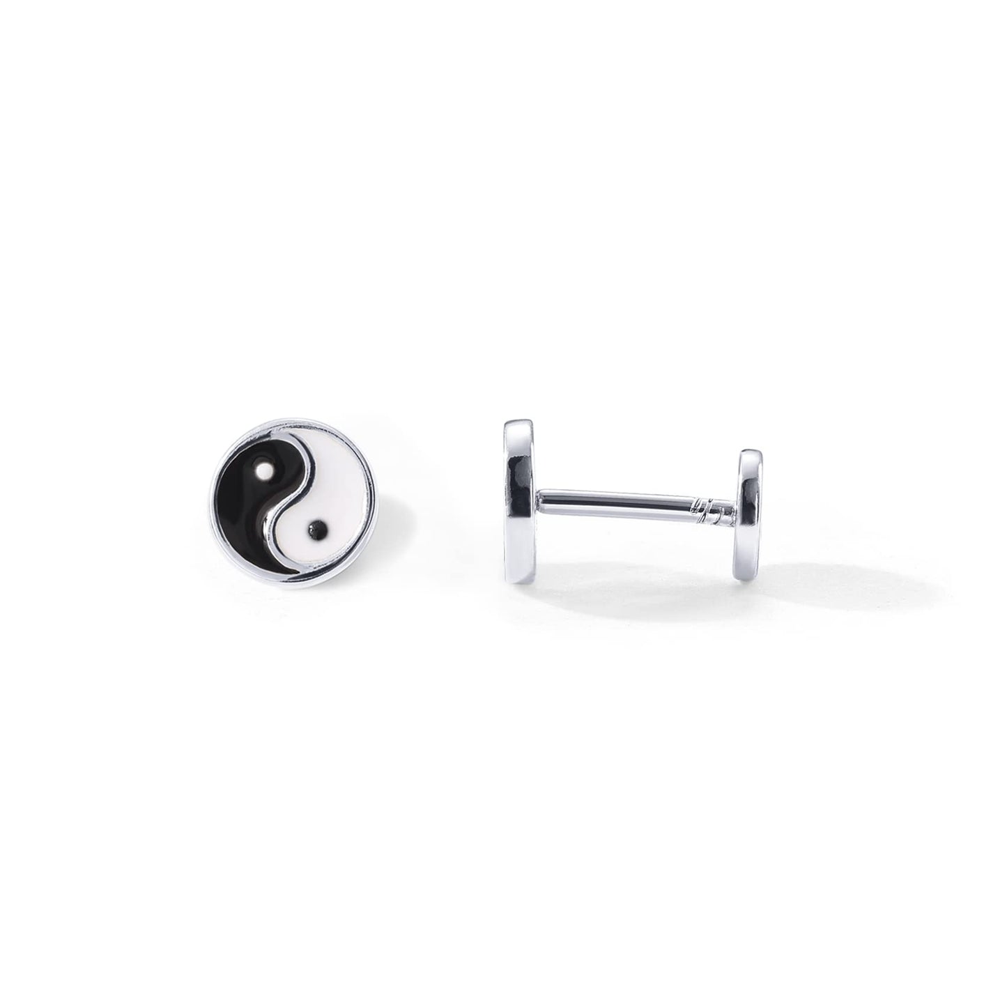 JSJOY 14K Gold Plated Solid 925 Sterling Silver Post Flat Back Stud Earrings for Women Cartilage Helix Piercing