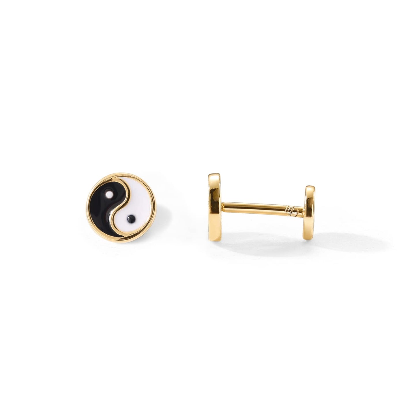 JSJOY 14K Gold Plated Solid 925 Sterling Silver Post Flat Back Stud Earrings for Women Cartilage Helix Piercing