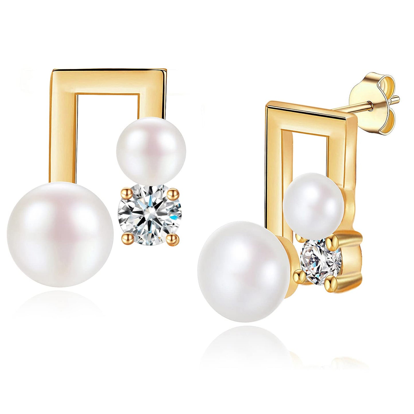Gold Stud Earrings for Women 14k Gold Plated Silver Rose Gold Cute Pearl Heart Mushroom Evil Eye Starfish Snowflake Crescent Moon Star Dainty Fashion Diamond Small Trendy Earings Hypoallergenic for Teen Girls Jewelry Gifts