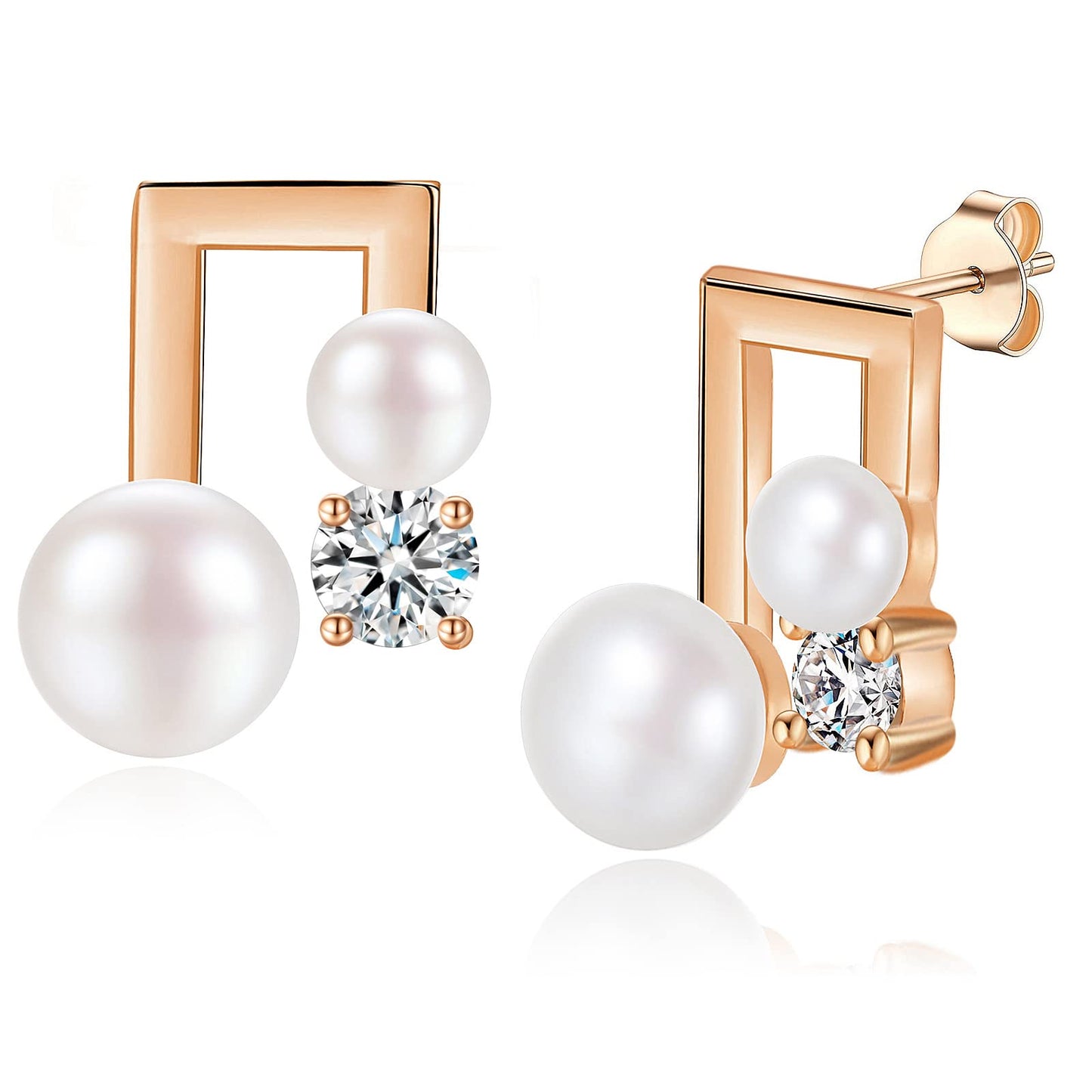 Gold Stud Earrings for Women 14k Gold Plated Silver Rose Gold Cute Pearl Heart Mushroom Evil Eye Starfish Snowflake Crescent Moon Star Dainty Fashion Diamond Small Trendy Earings Hypoallergenic for Teen Girls Jewelry Gifts