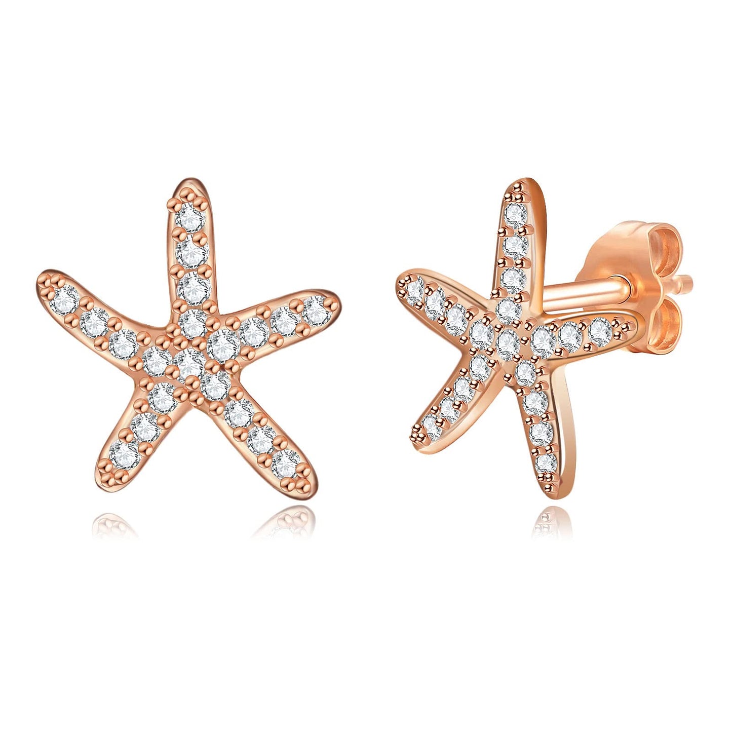Gold Stud Earrings for Women 14k Gold Plated Silver Rose Gold Cute Pearl Heart Mushroom Evil Eye Starfish Snowflake Crescent Moon Star Dainty Fashion Diamond Small Trendy Earings Hypoallergenic for Teen Girls Jewelry Gifts